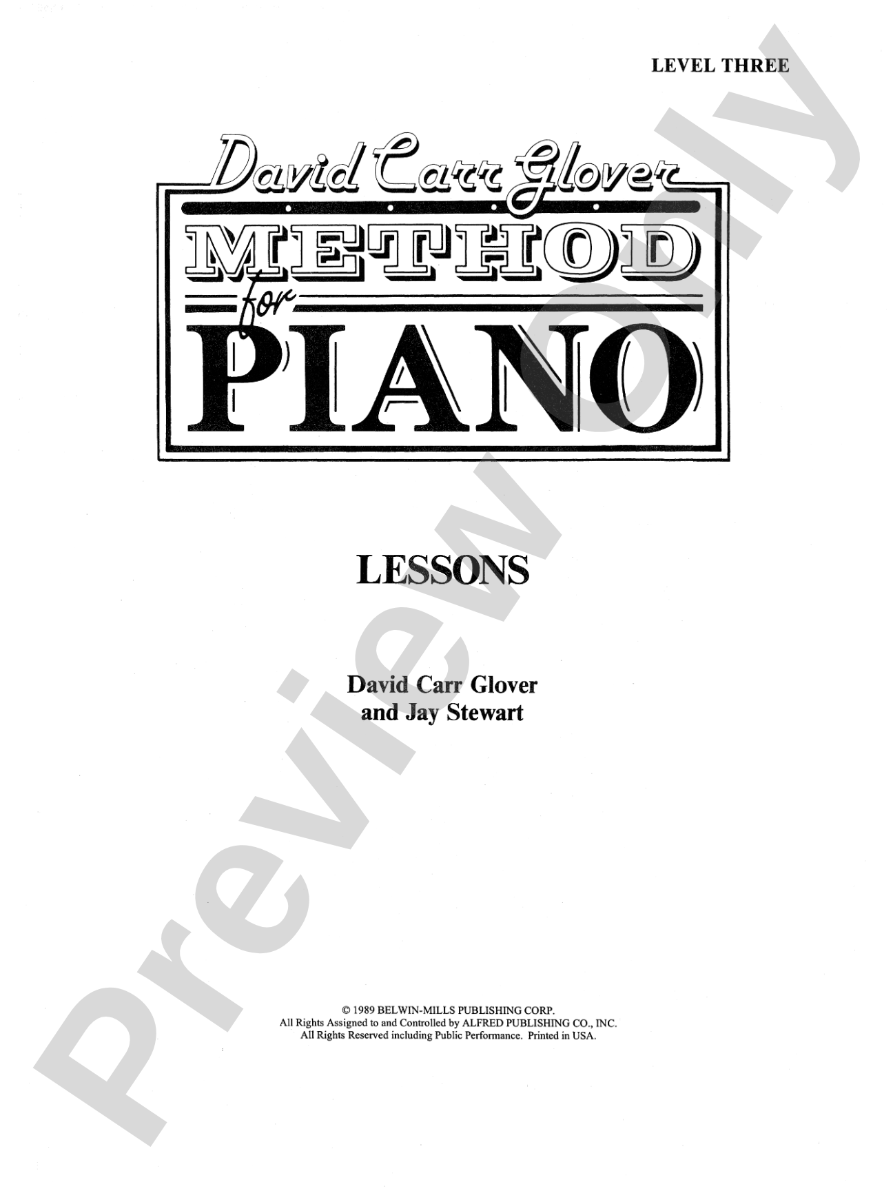 David Carr Glover Method for Piano: Lessons, Level 3: Piano