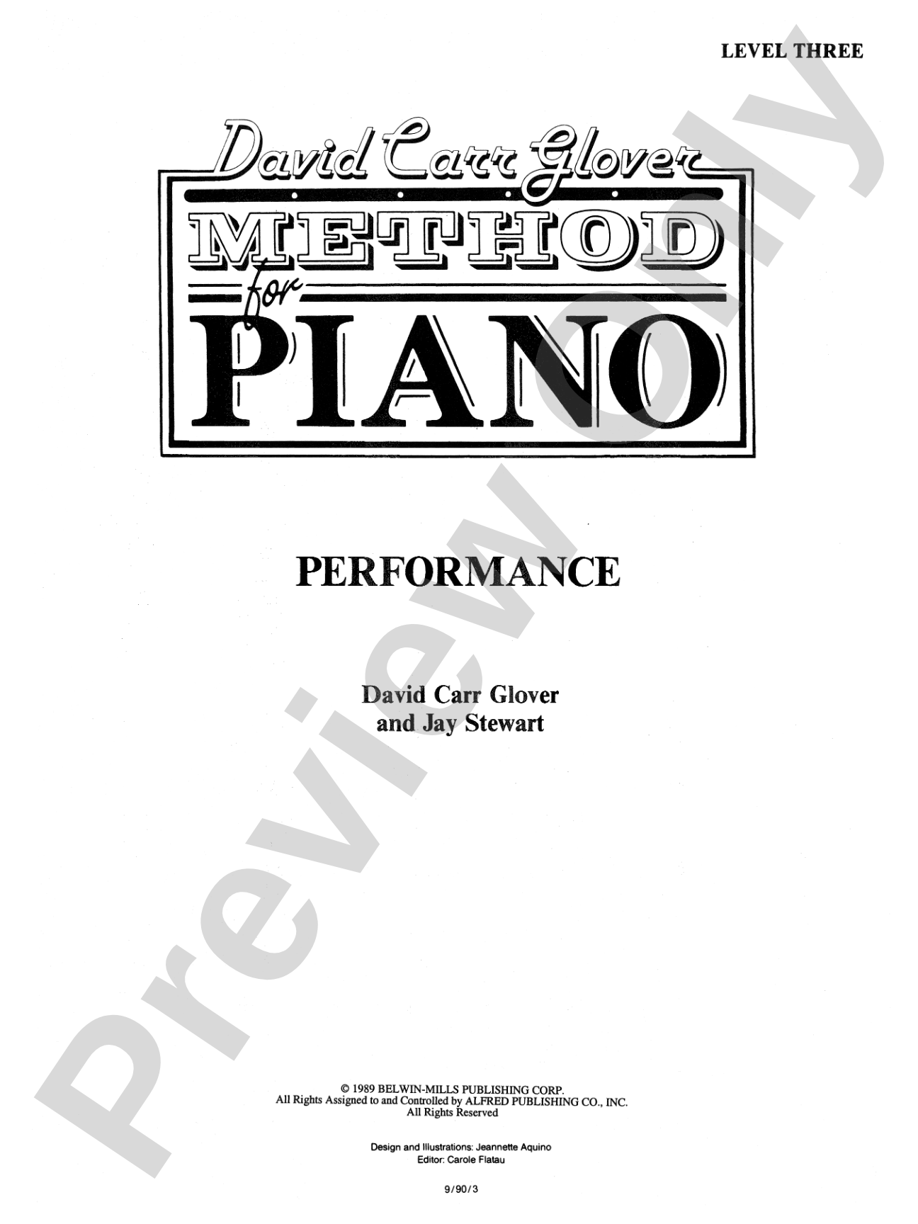 David Carr Glover Method for Piano: Performance, Level 3: Piano