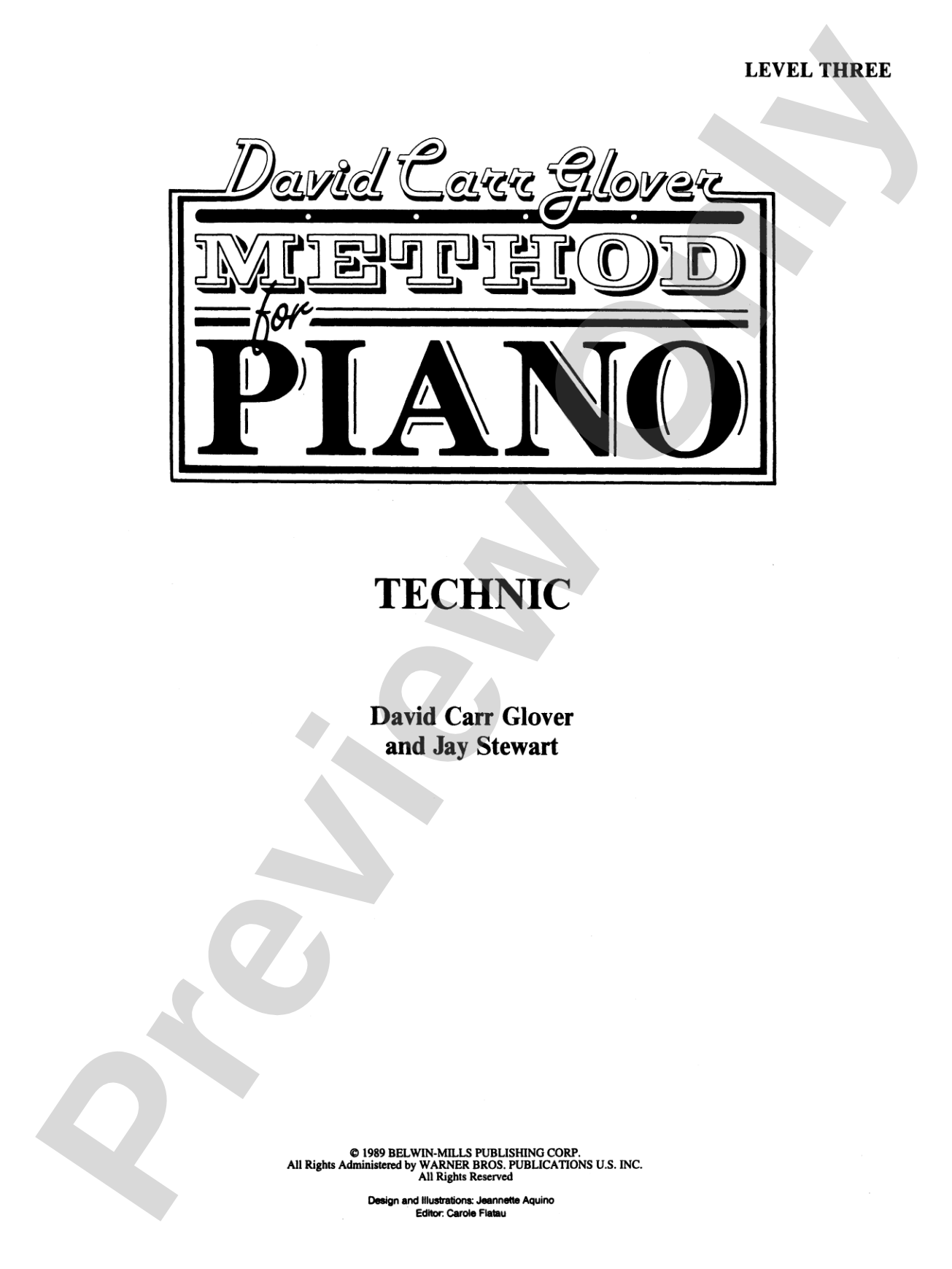 David Carr Glover Method for Piano: Technic, Level 3: Piano