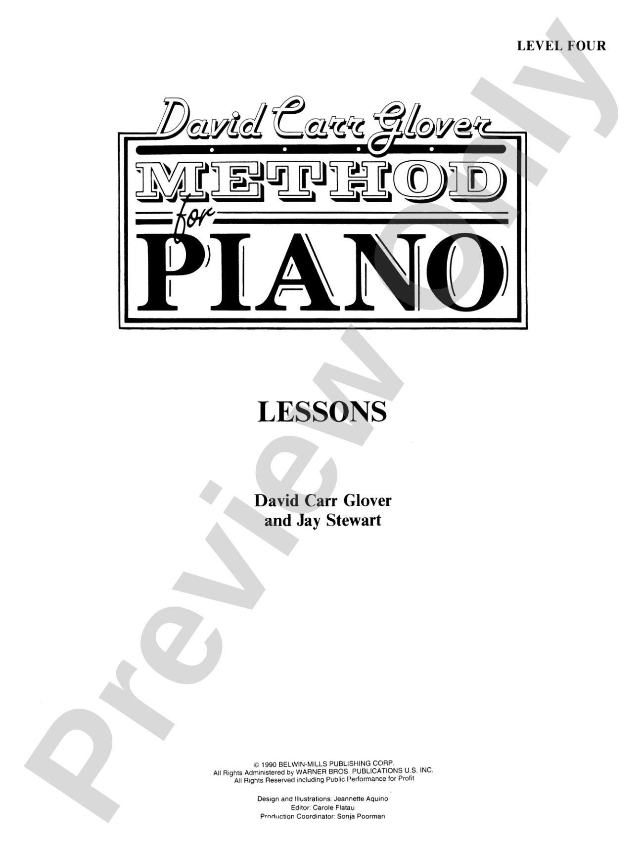David Carr Glover Method for Piano: Lessons, Level 4: Piano