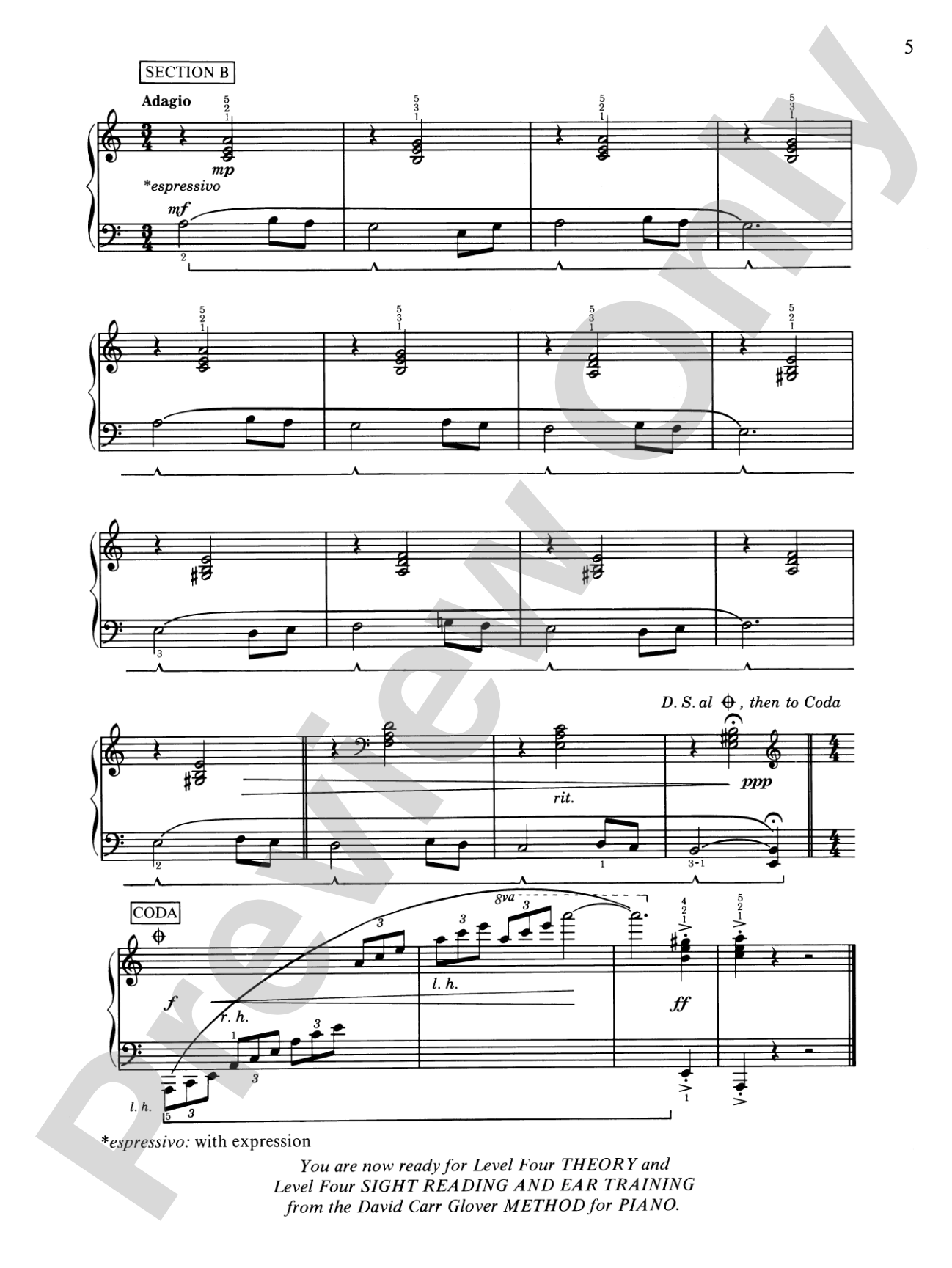 David Carr Glover Method for Piano: Lessons, Level 4: Piano