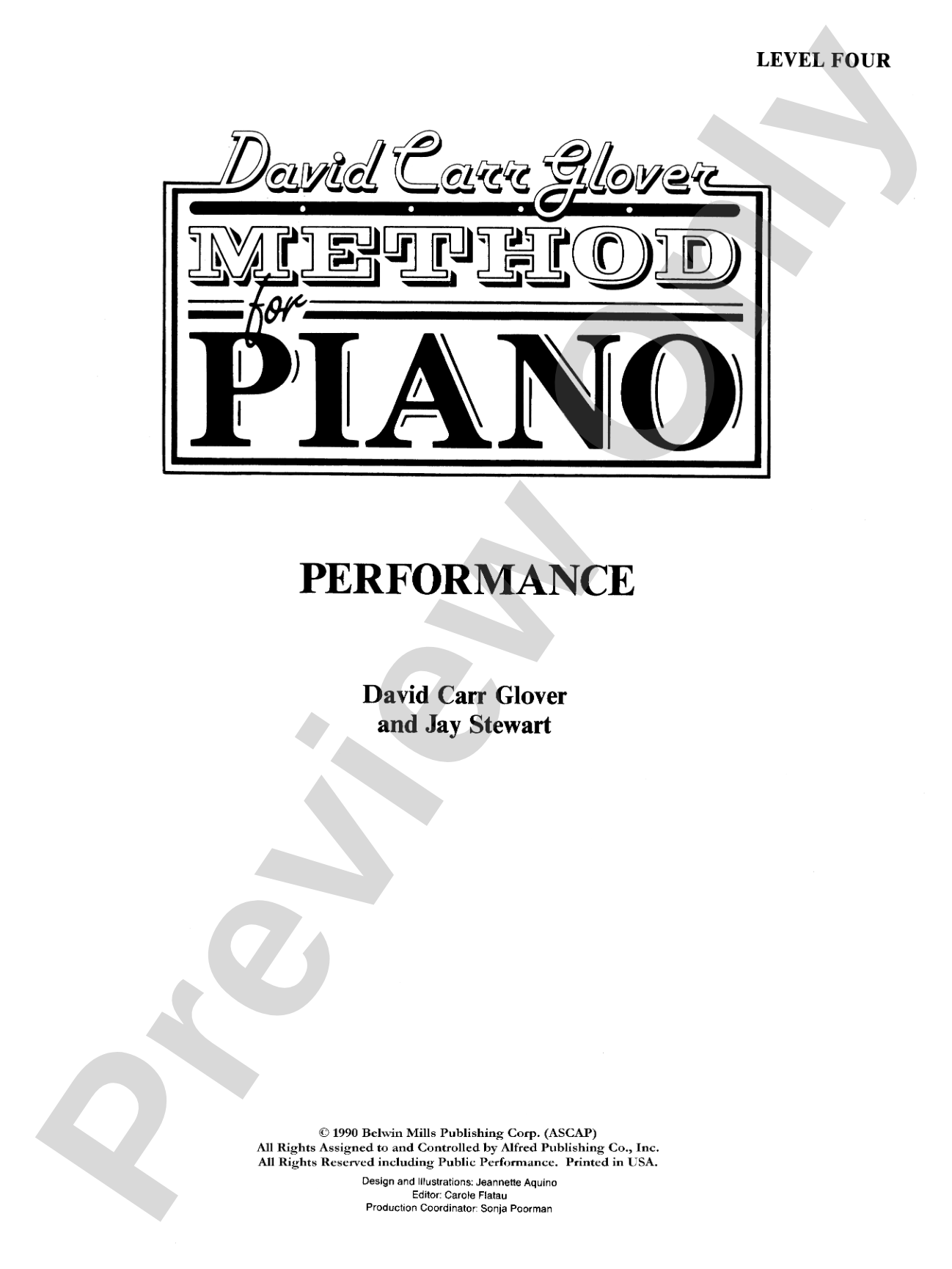 David Carr Glover Method for Piano: Performance, Level 4: Piano