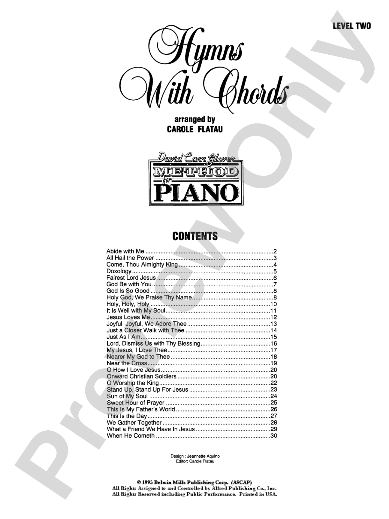 David Carr Glover Method for Piano: Hymns with Chords, Level 2: Piano