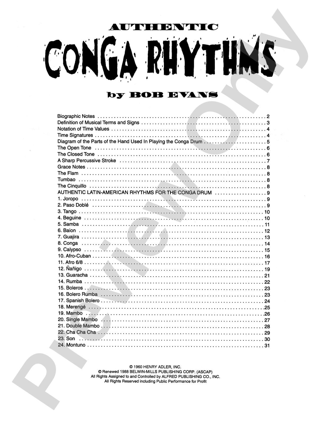 Authentic Conga Rhythms (Revised): A Complete Study: Contains Illustrations Showing the Current Method of Playing the Conga Drums and All the Latin Rhythms