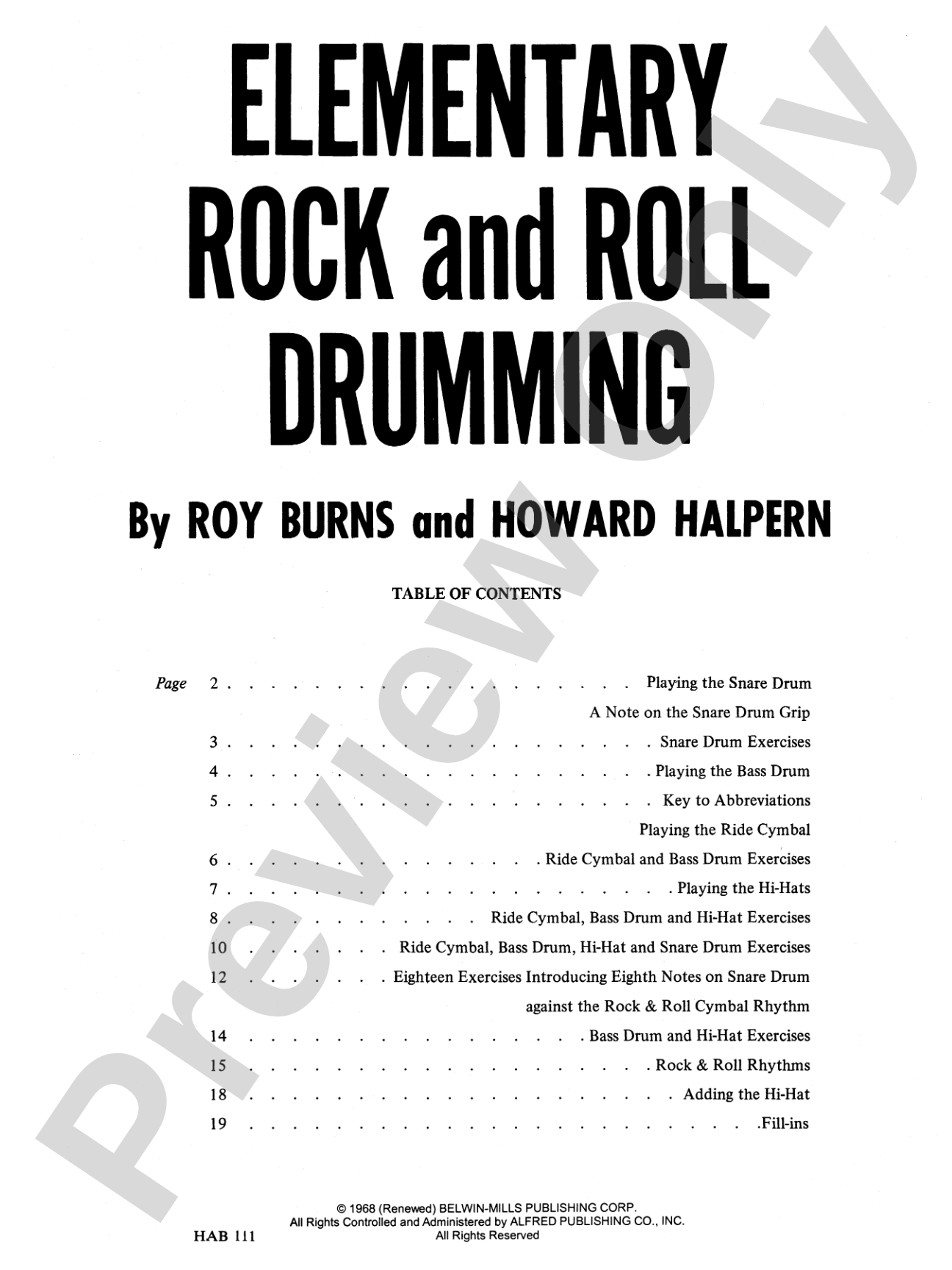 Elementary Rock and Roll Drumming: A Basic Step-by-Step Method and Study for the Younger Player