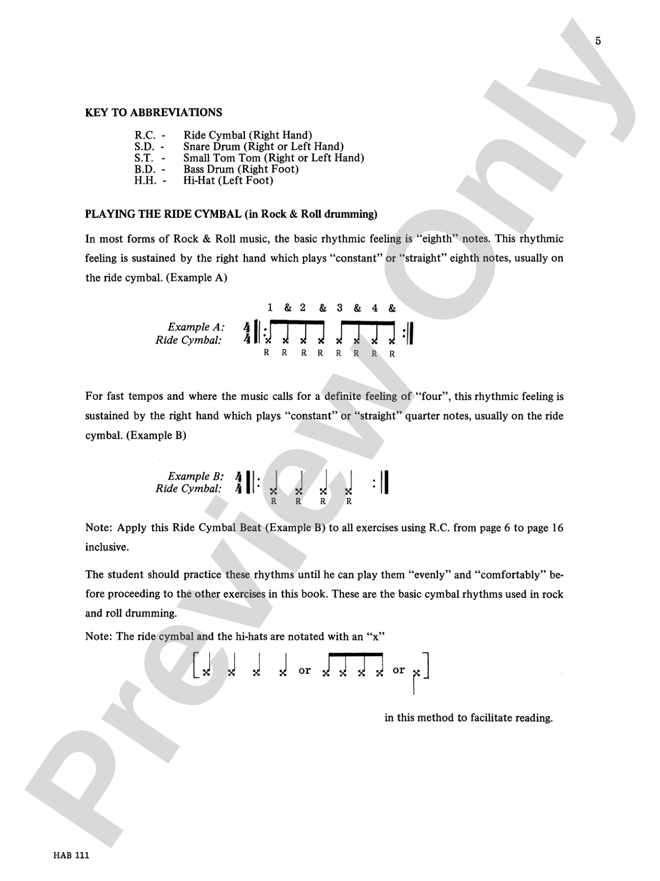 Elementary Rock and Roll Drumming: A Basic Step-by-Step Method and Study for the Younger Player