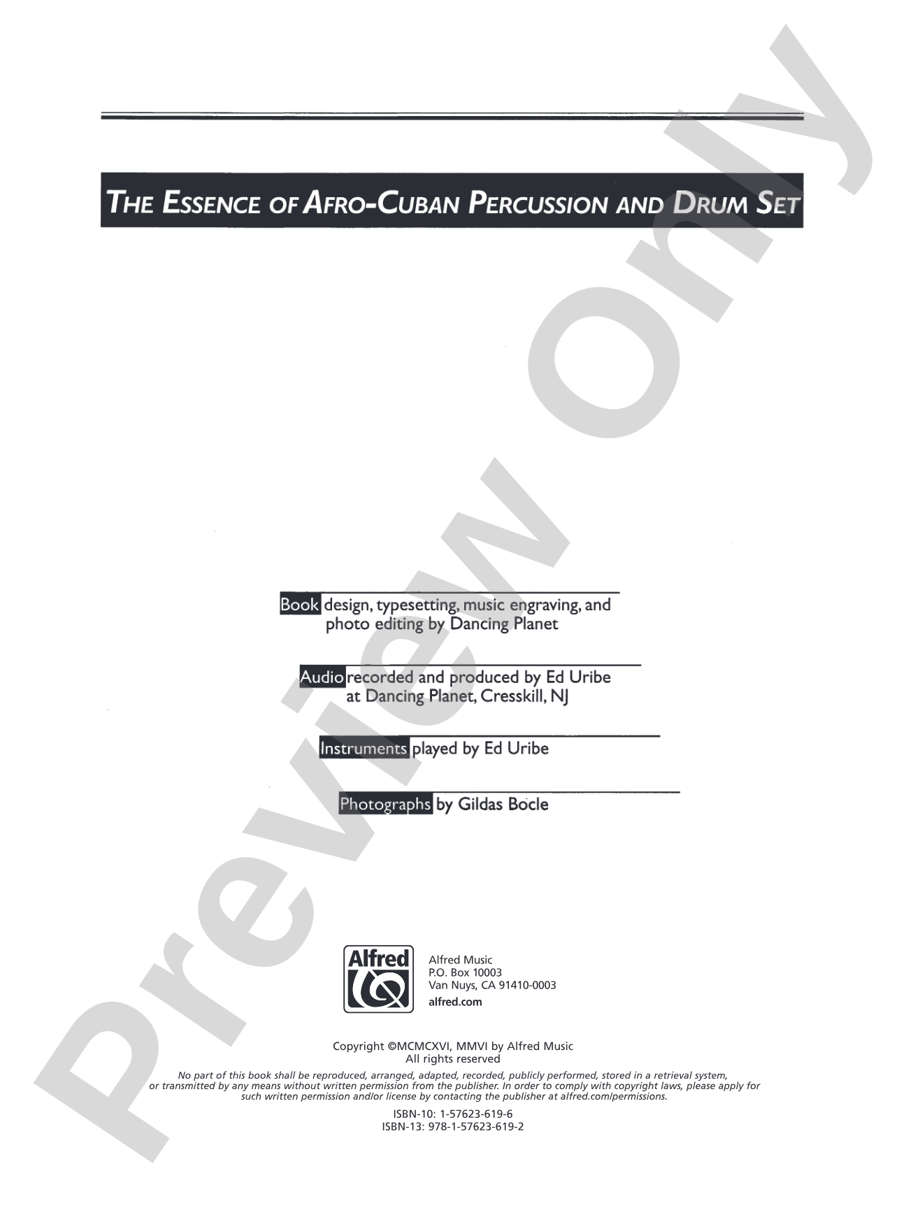 The Essence of Afro-Cuban Percussion & Drum Set: Includes the Rhythm Section Parts for Bass, Piano, Guitar, Horns, & Strings