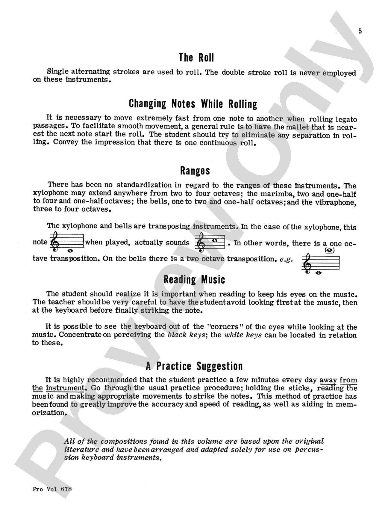 Percussion Keyboard Technic: Marimba, Xylophone, Vibraphone, Bells