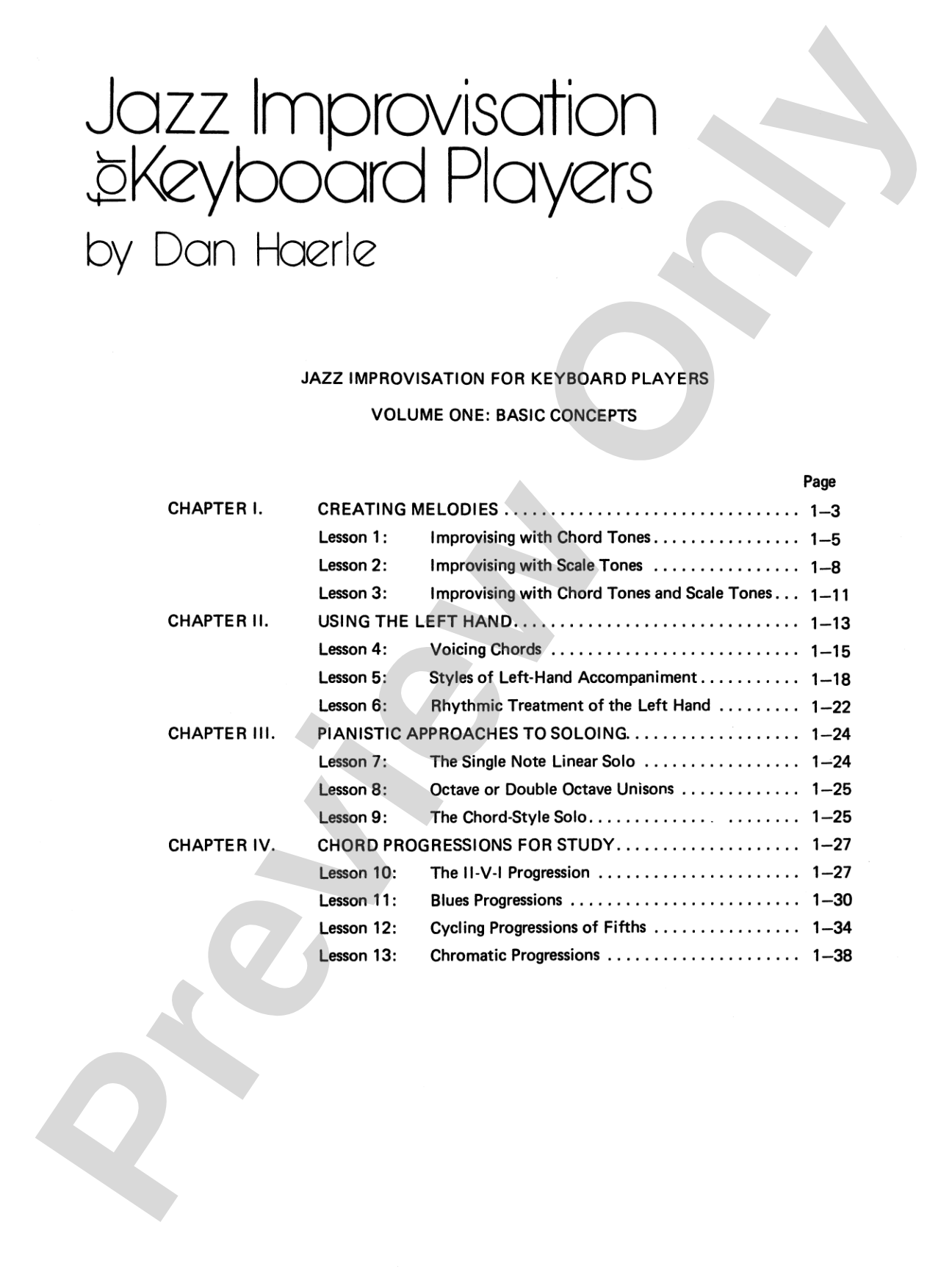 Jazz Improvisation for Keyboard Players, Book 1: Basic Concepts: Piano