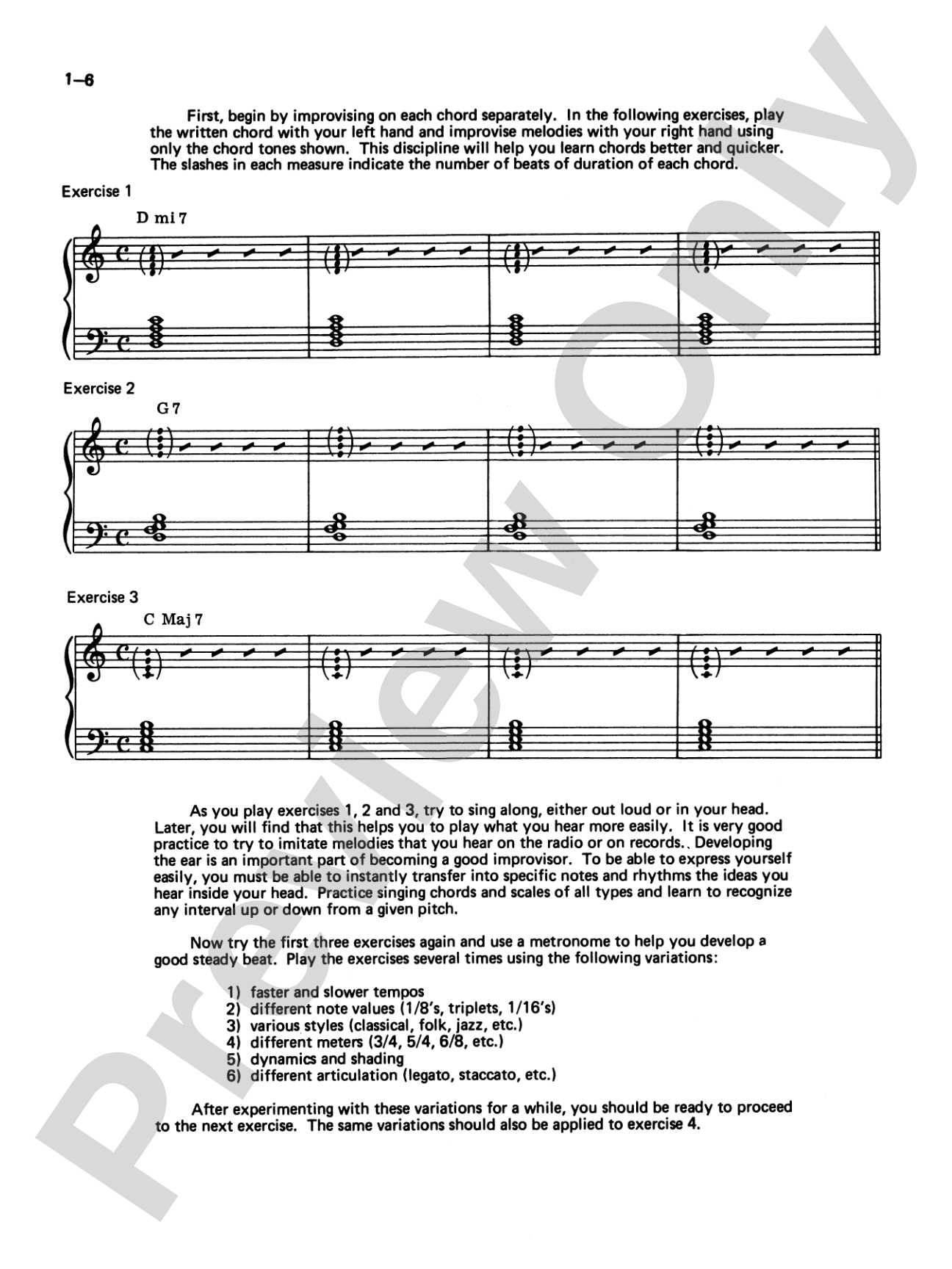 Jazz Improvisation for Keyboard Players, Book 1: Basic Concepts: Piano