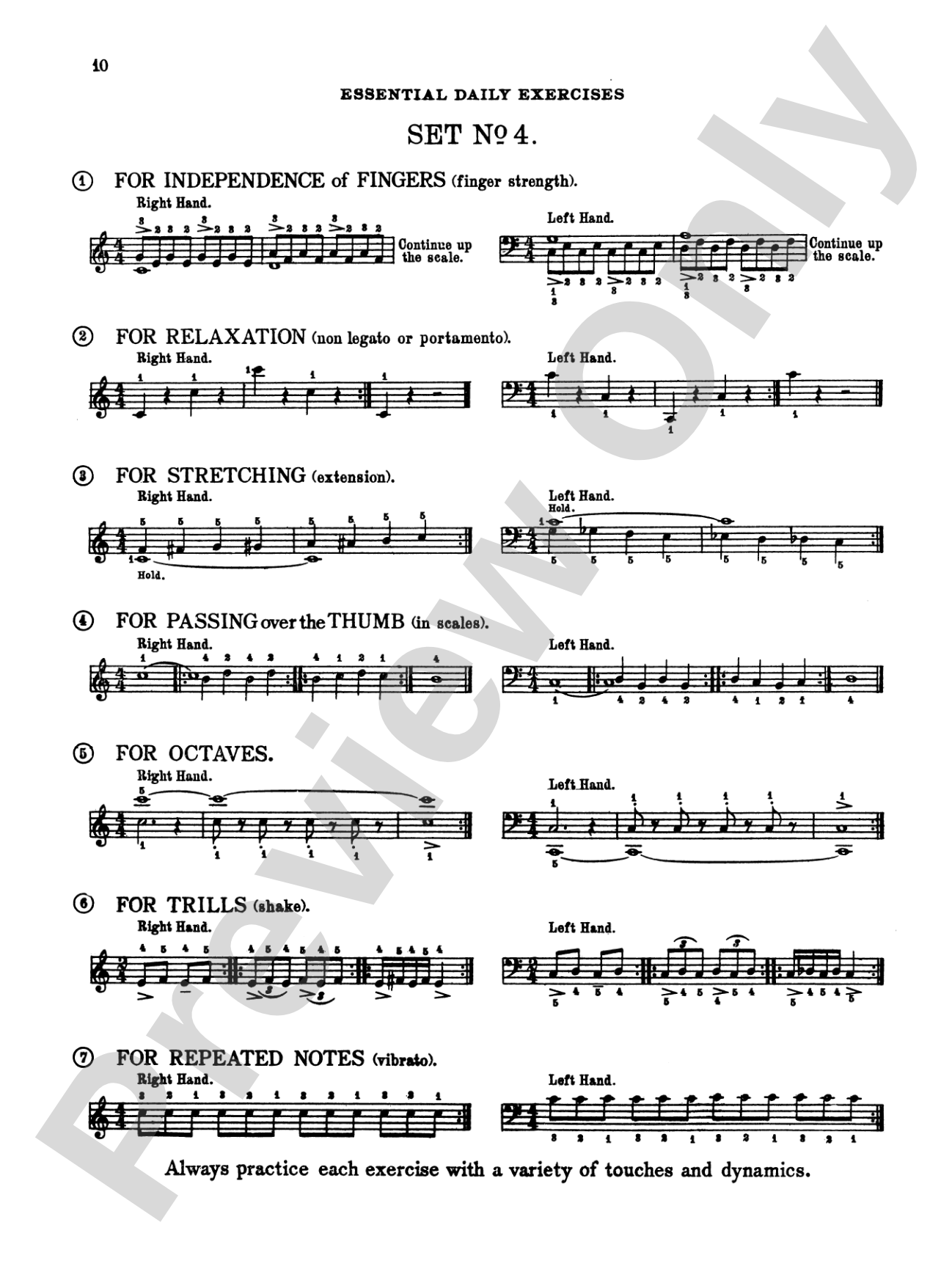 Essential Daily Exercises for Piano: Technical Assignments Arranged in Sets for Daily Practice: Piano