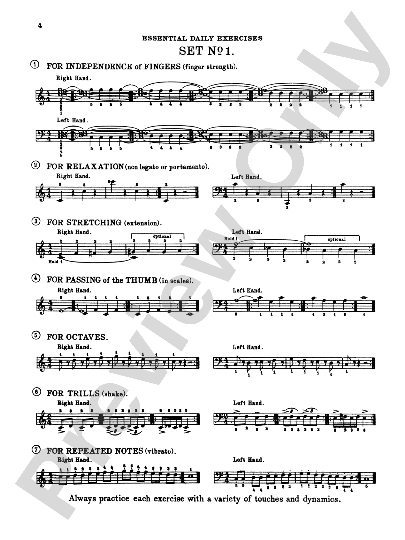 Essential Daily Exercises for Piano: Technical Assignments Arranged in Sets for Daily Practice: Piano
