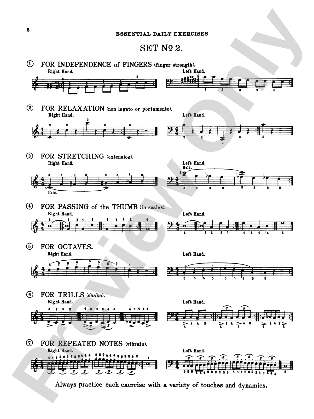 Essential Daily Exercises for Piano: Technical Assignments Arranged in Sets for Daily Practice: Piano