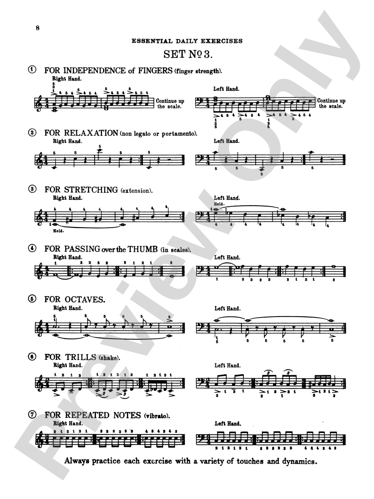 Essential Daily Exercises for Piano: Technical Assignments Arranged in Sets for Daily Practice: Piano