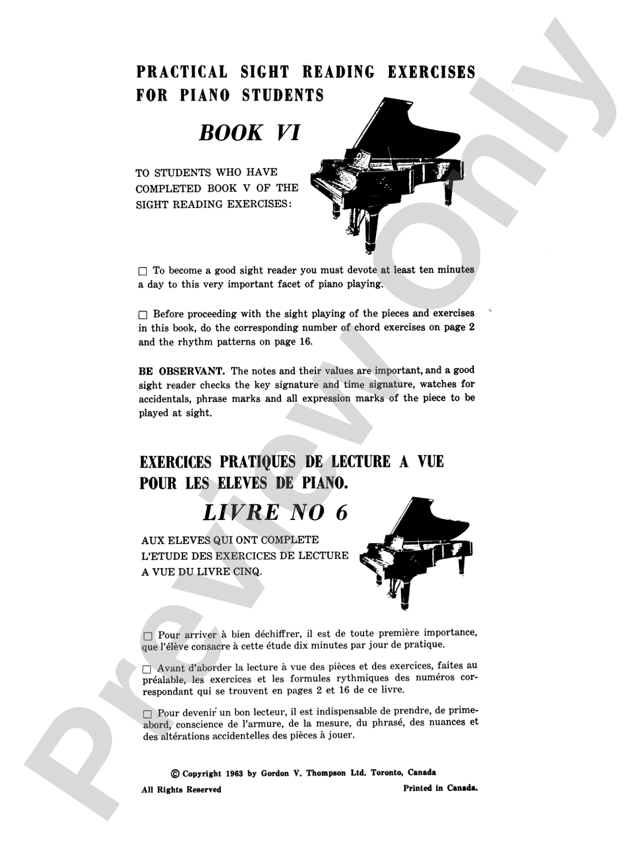 Practical Sight Reading Exercises for Piano Students, Book 6: Piano