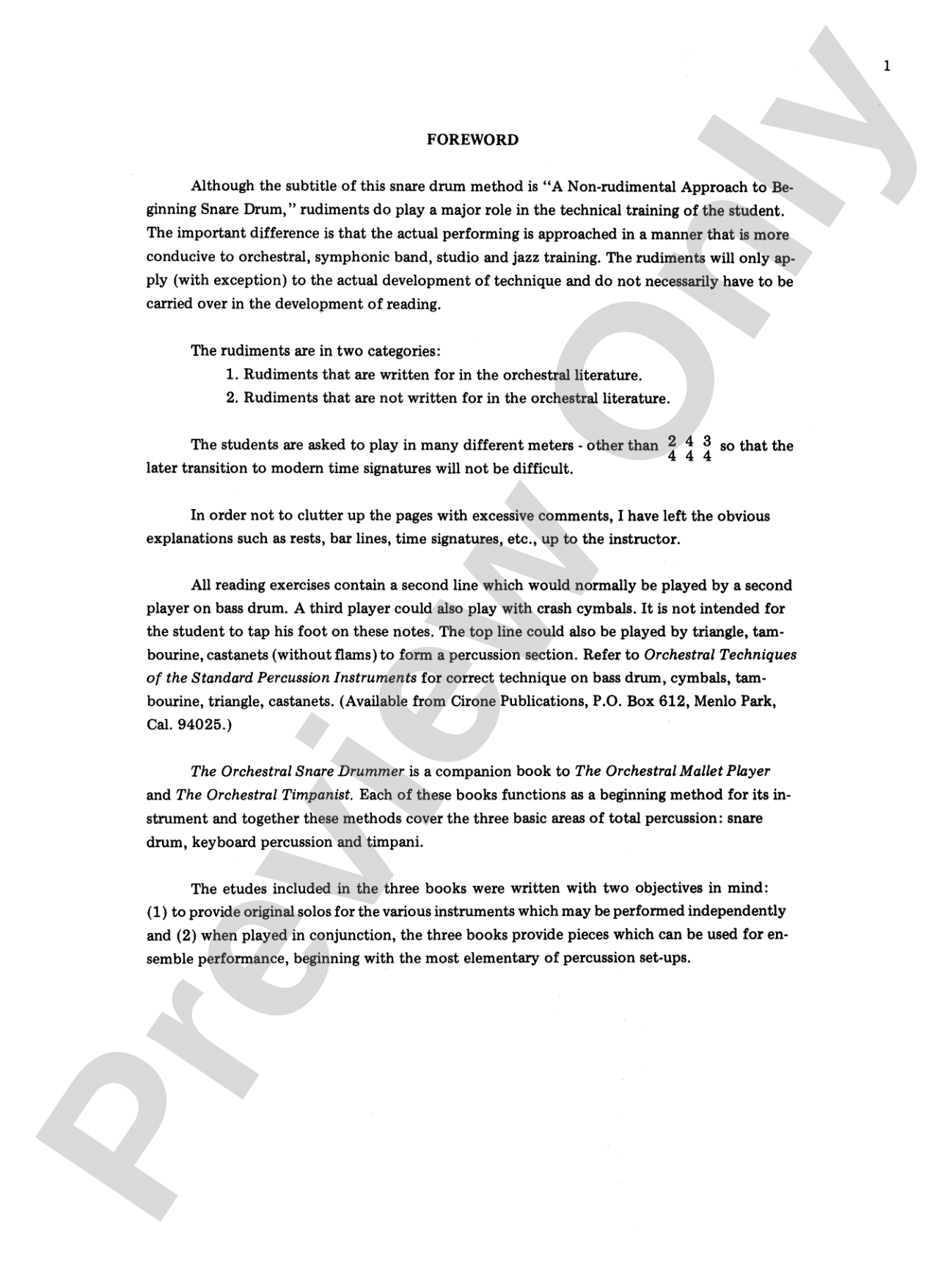 The Orchestral Snare Drummer: A Non-Rudimental Approach to the Teaching of Snare Drum