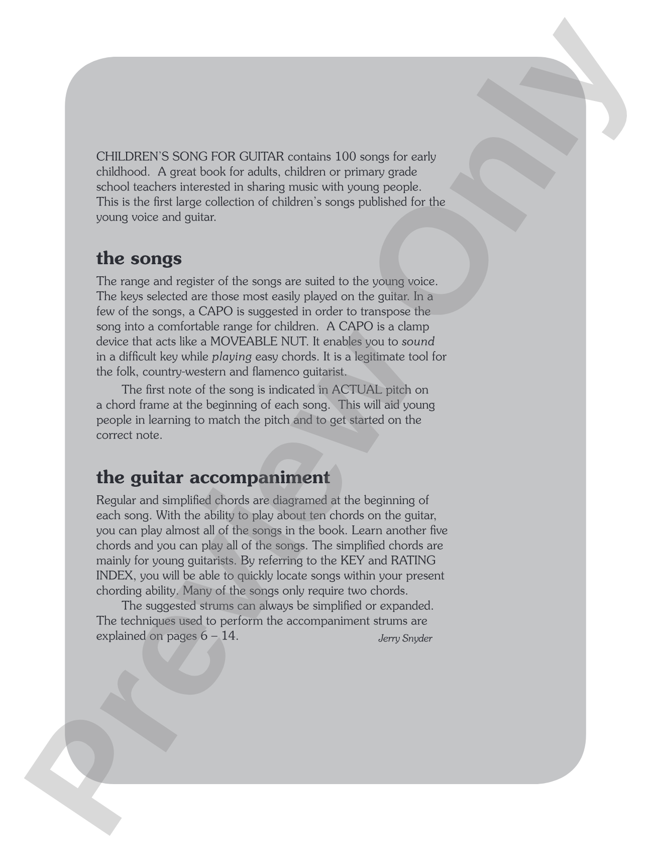 Children's Songs for Guitar: 100 Songs for Early Childhood: Solo Guitar
