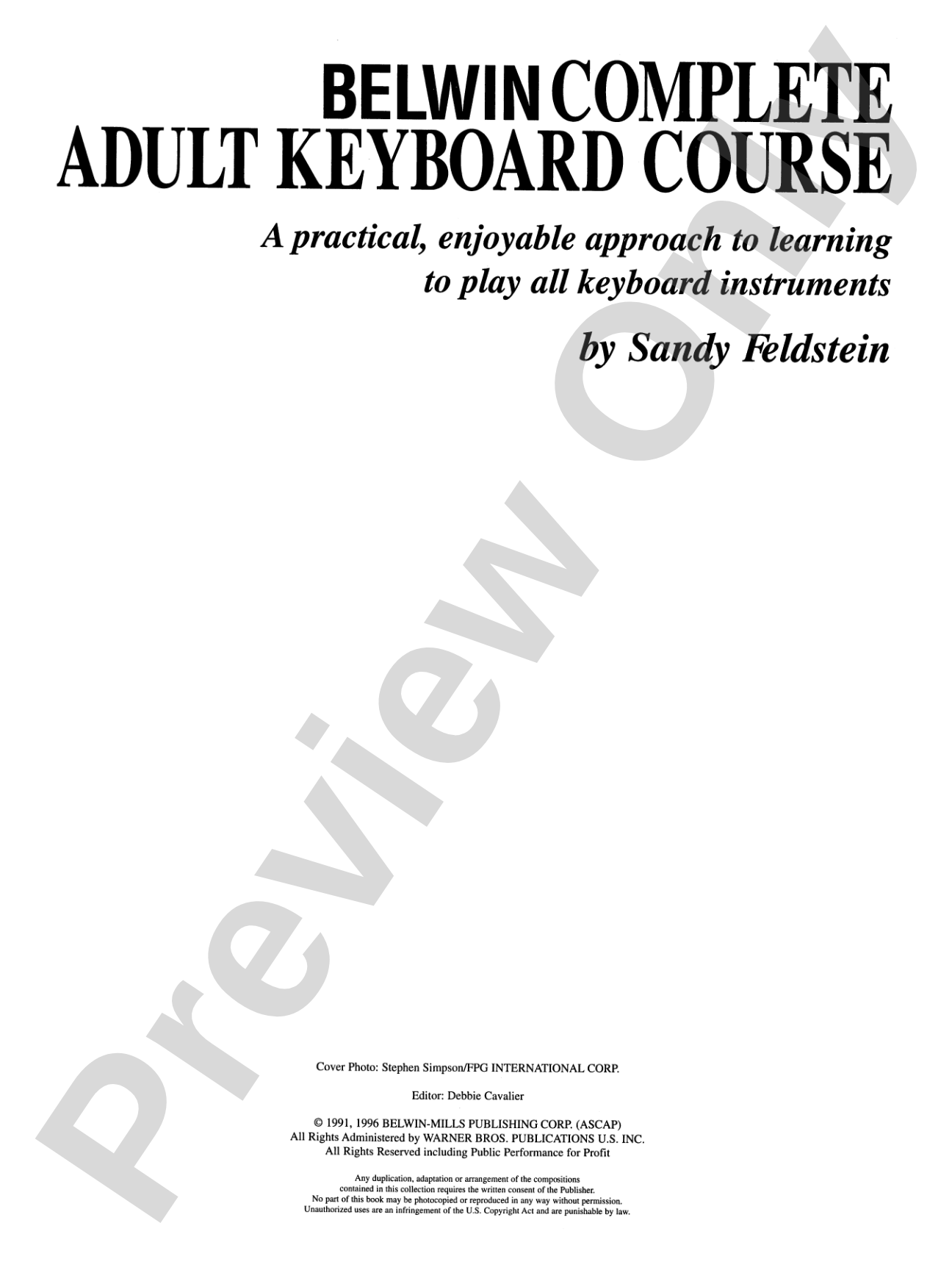 Belwin Complete Adult Keyboard Course: A Practical, Enjoyable Approach to Learning to Play All Keyboard Instruments: Piano
