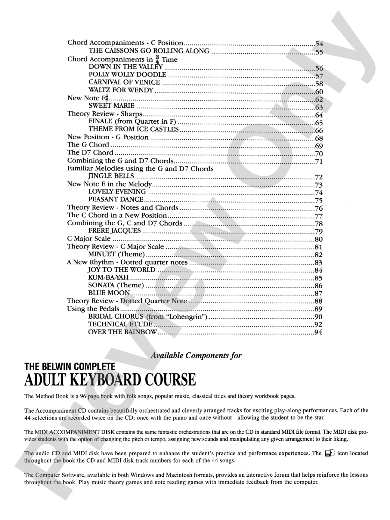 Belwin Complete Adult Keyboard Course: A Practical, Enjoyable Approach to Learning to Play All Keyboard Instruments: Piano