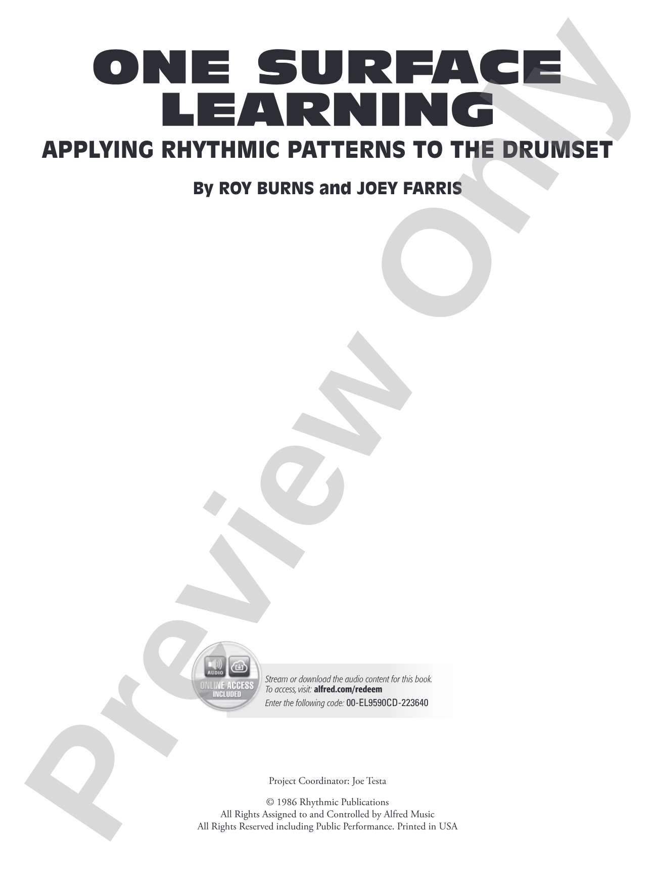 One-Surface Learning: Applying Rhythmic Patterns to the Drumset