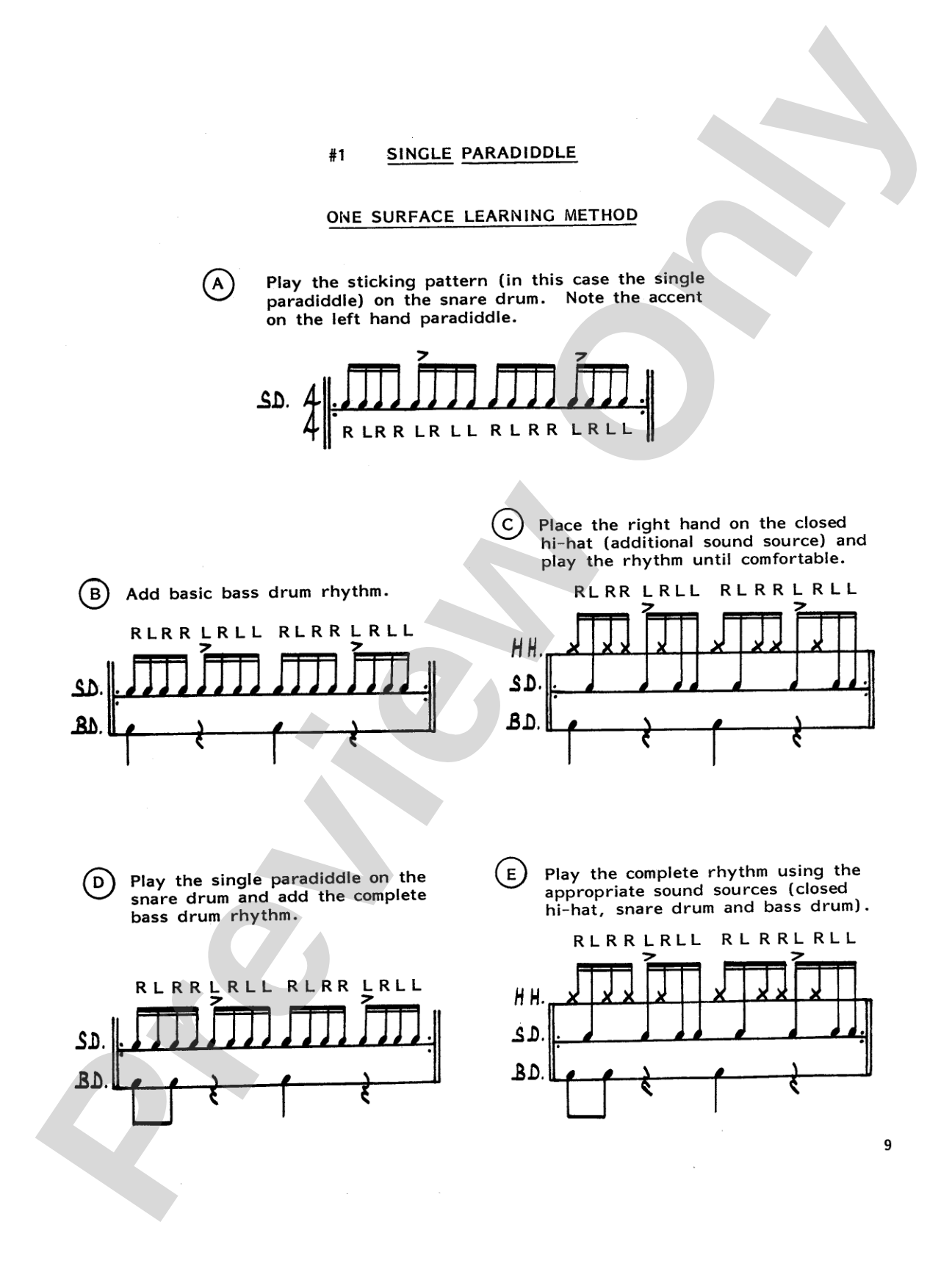 One-Surface Learning: Applying Rhythmic Patterns to the Drumset
