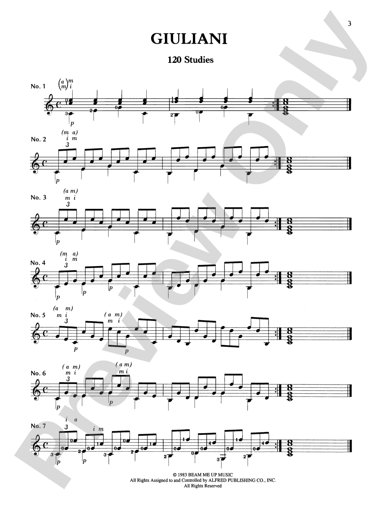 120 Studies for Right Hand Development: Solo Guitar