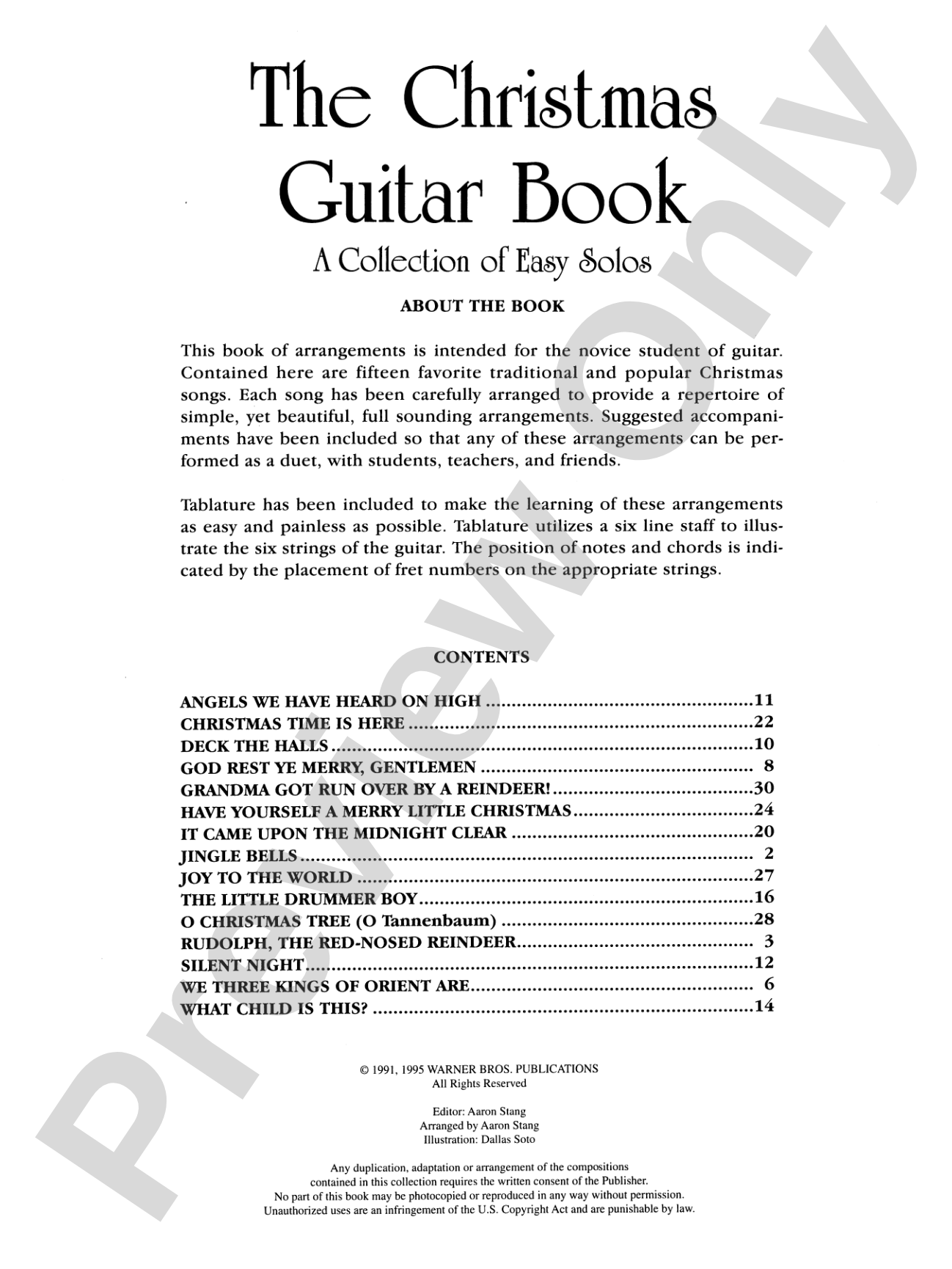 The Christmas Guitar Book: A Collection of Easy Solos: Solo Guitar