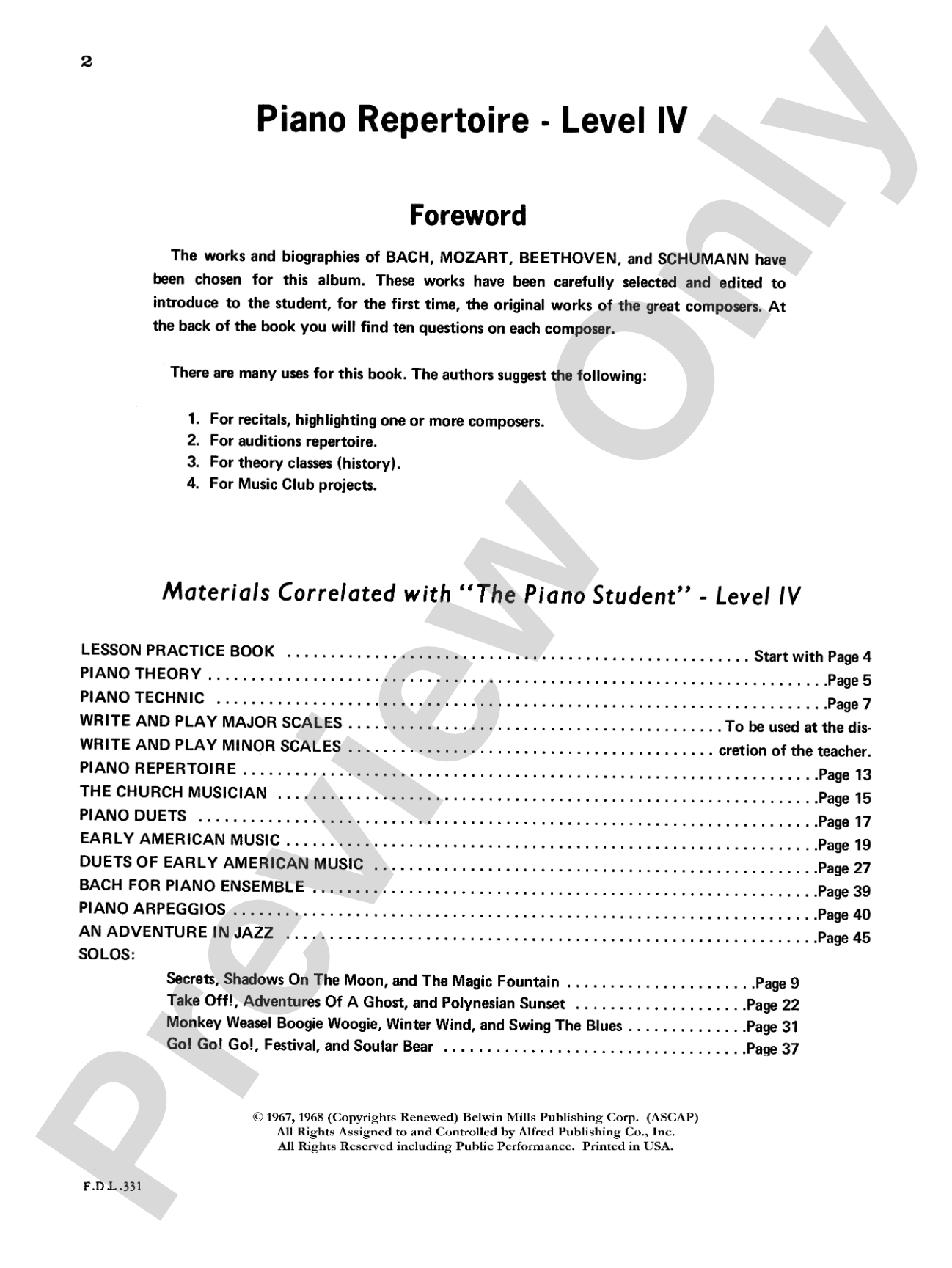 Piano Repertoire, Level 4: Piano