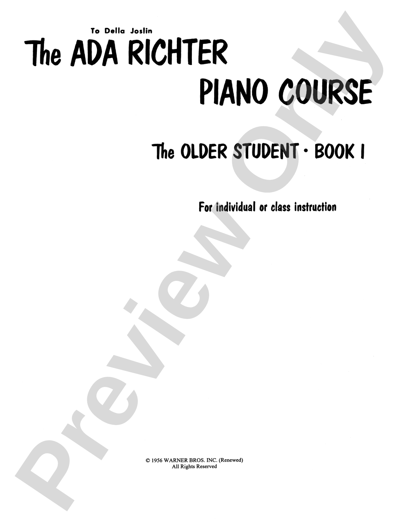 Ada Richter Piano Course: The Older Student, Book 1: For Individual or Class Instruction: Piano
