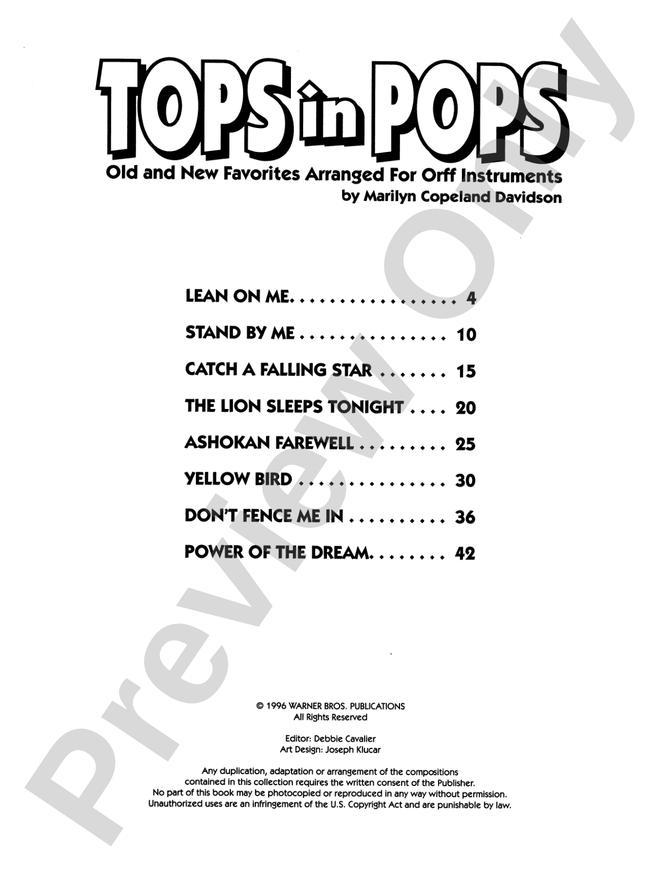 Tops in Pops: Old and New Favorites Arranged for Orff Instruments