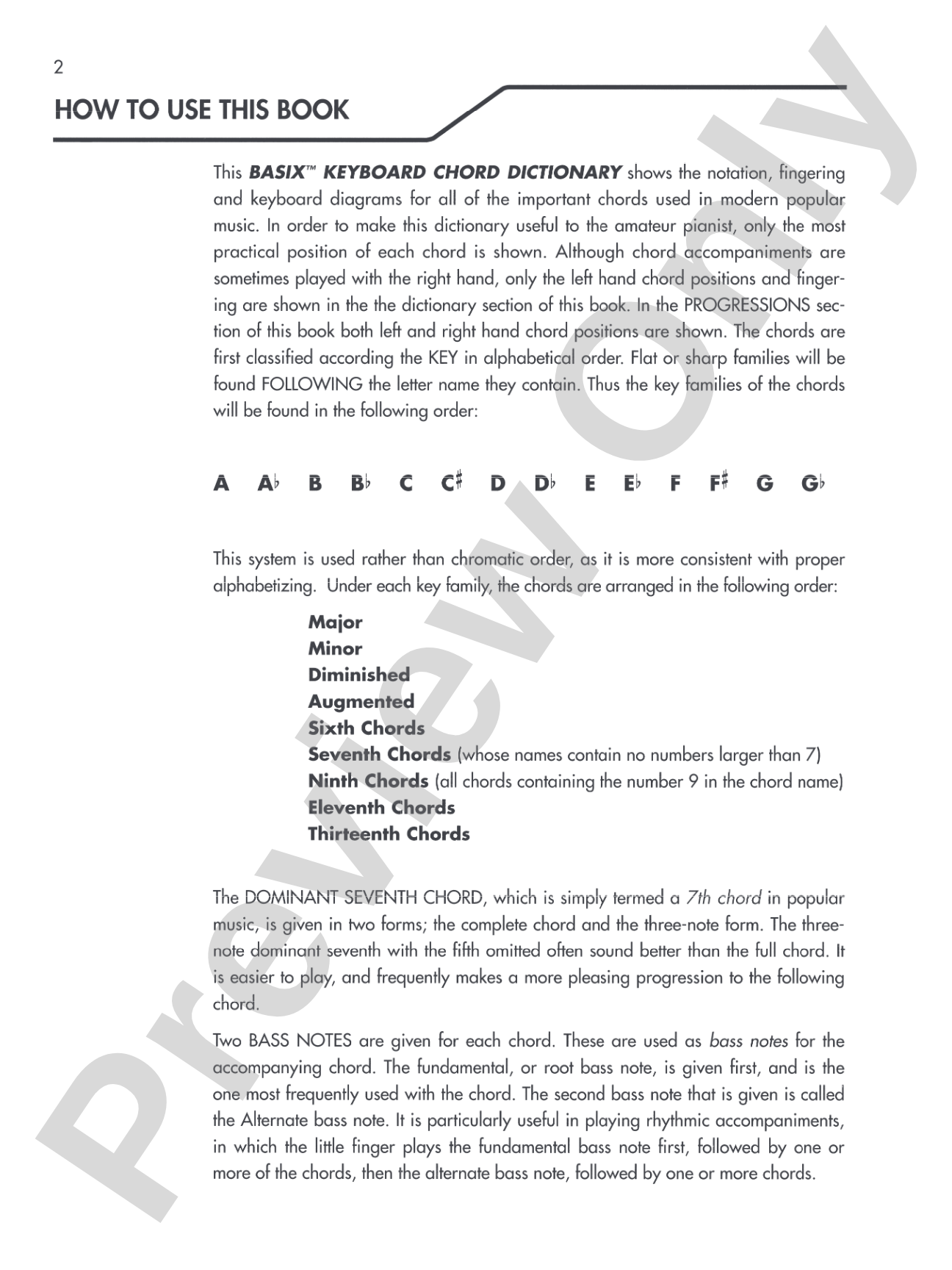 Basix®: Keyboard Chord Dictionary: Piano