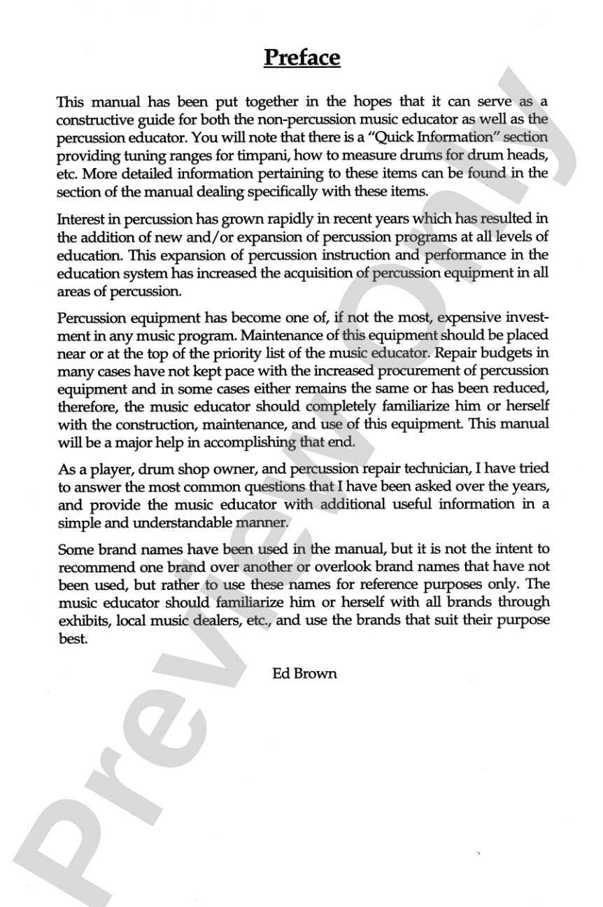 Band Director's Percussion Repair Manual: A Text for All Levels of Percussion Education