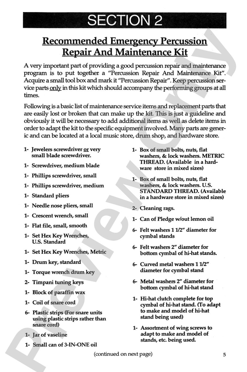 Band Director's Percussion Repair Manual: A Text for All Levels of Percussion Education