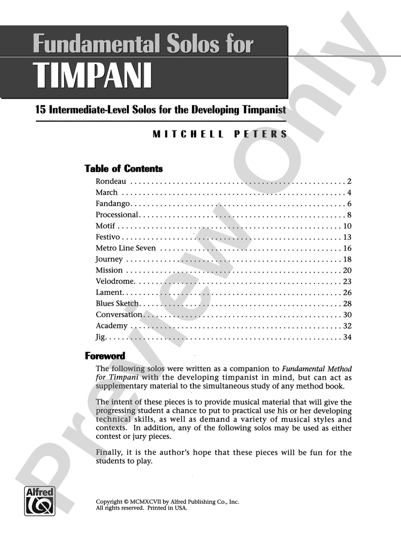 Fundamental Solos for Timpani: 15 Intermediate-Level Solos for the Developing Timpanist
