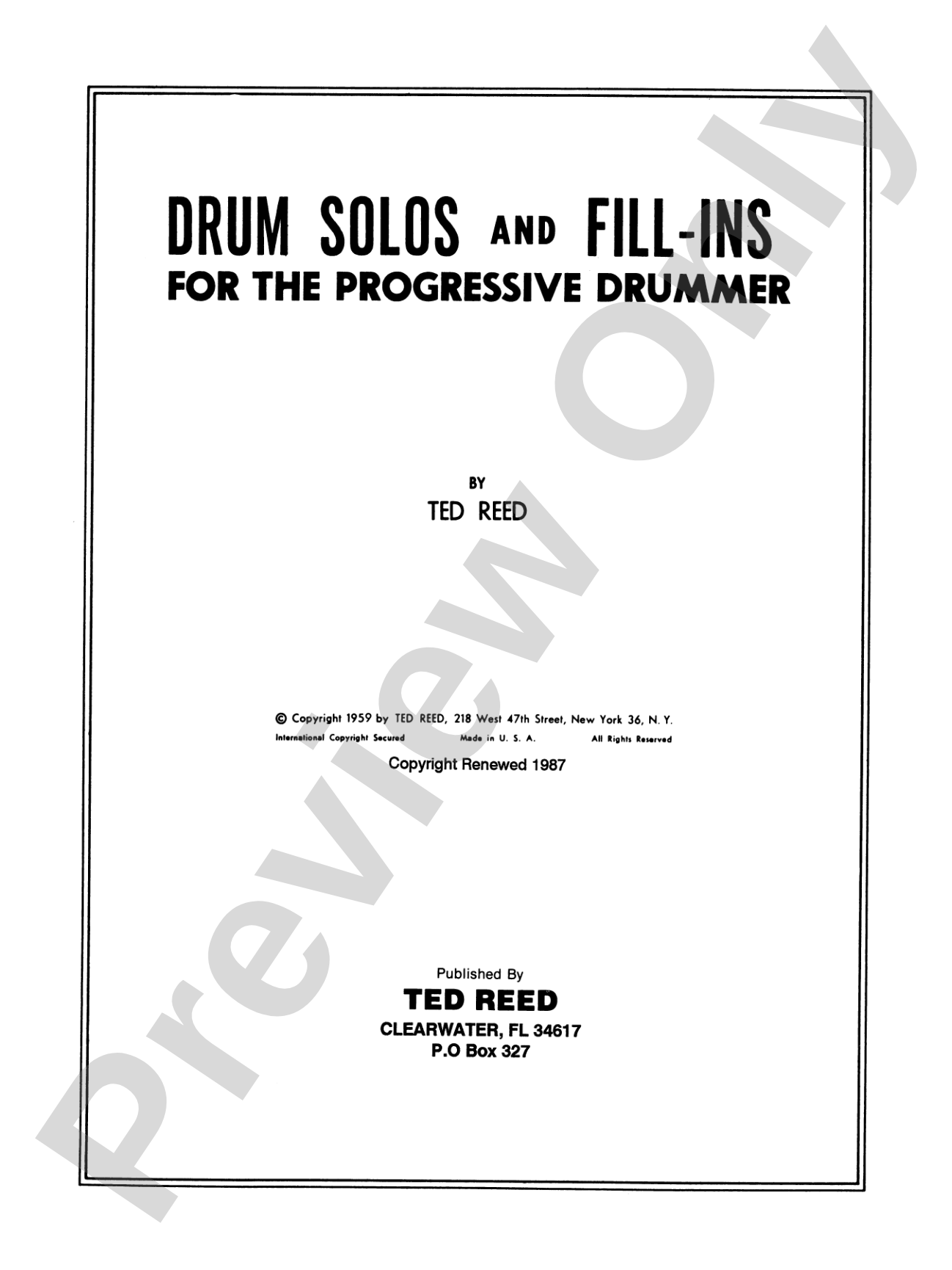 Drum Solos and Fill-Ins for the Progressive Drummer, Book 1