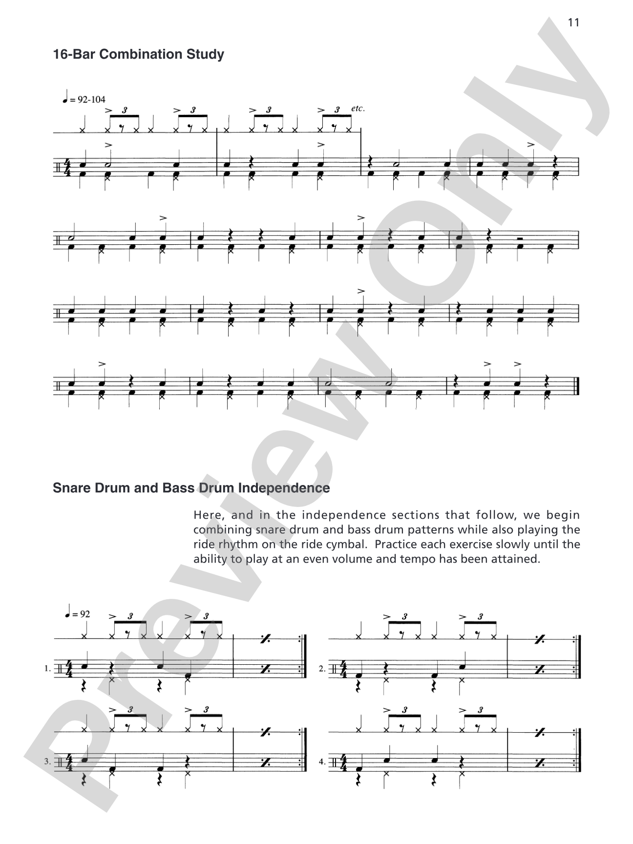 Drumset Independence & Syncopation: A Unique Method That Integrates Independent Coordination and the Use of Syncopated Rhythms