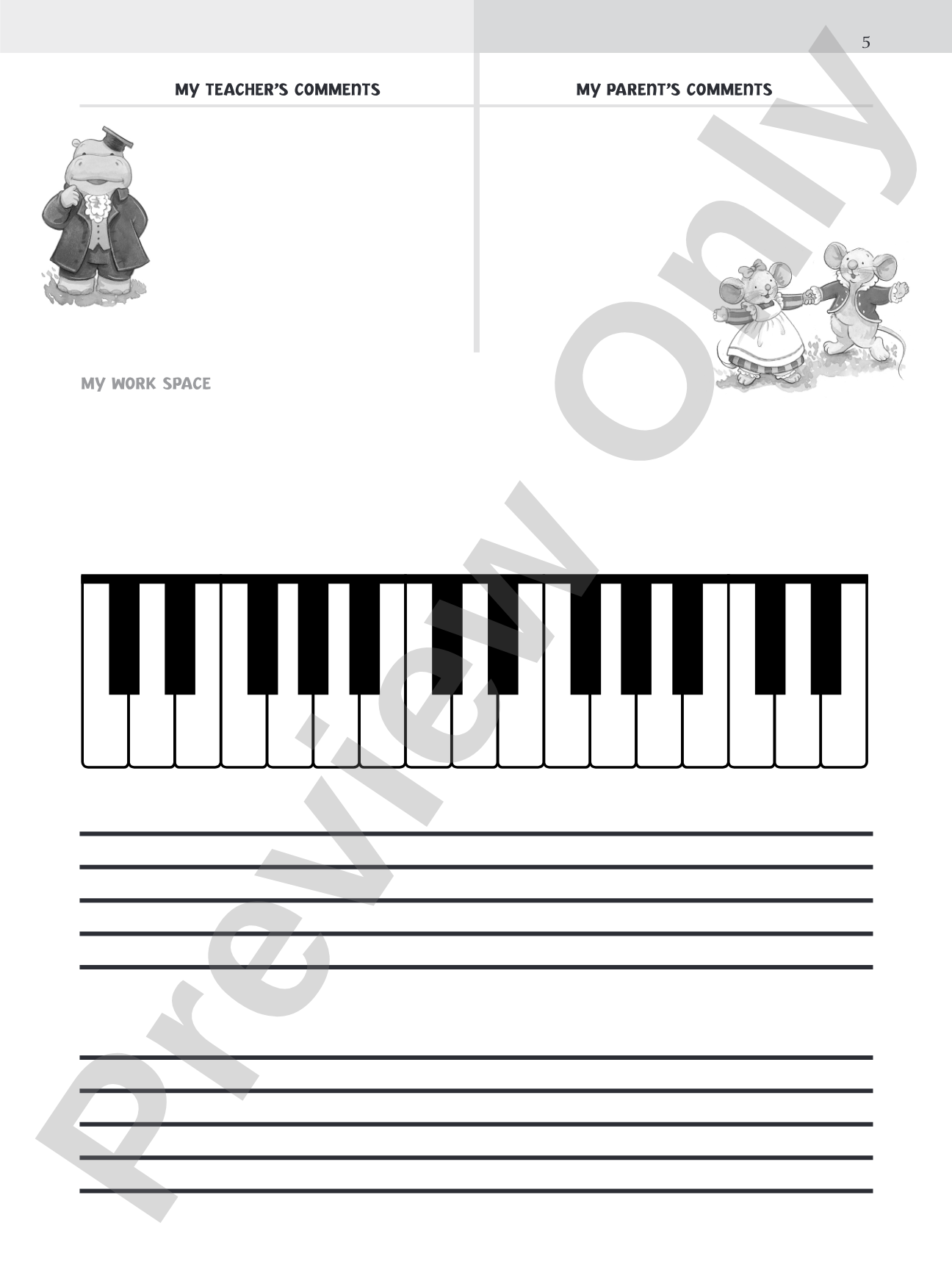 Music for Little Mozarts: Lesson Assignment Book: Assignment Pages, Practice Records and Lesson Evaluations to Use with Levels 1--4: Piano