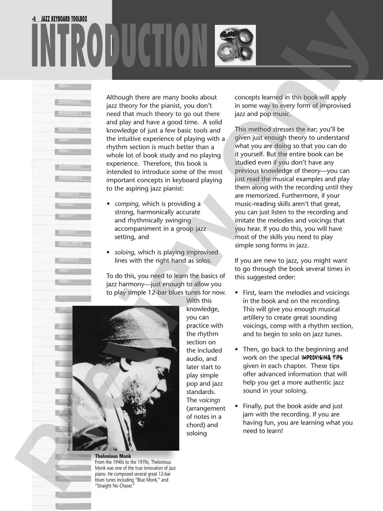 Jazz Keyboard Toolbox: The Nuts and Bolts Guide to Learning Jazz Keyboard: Piano