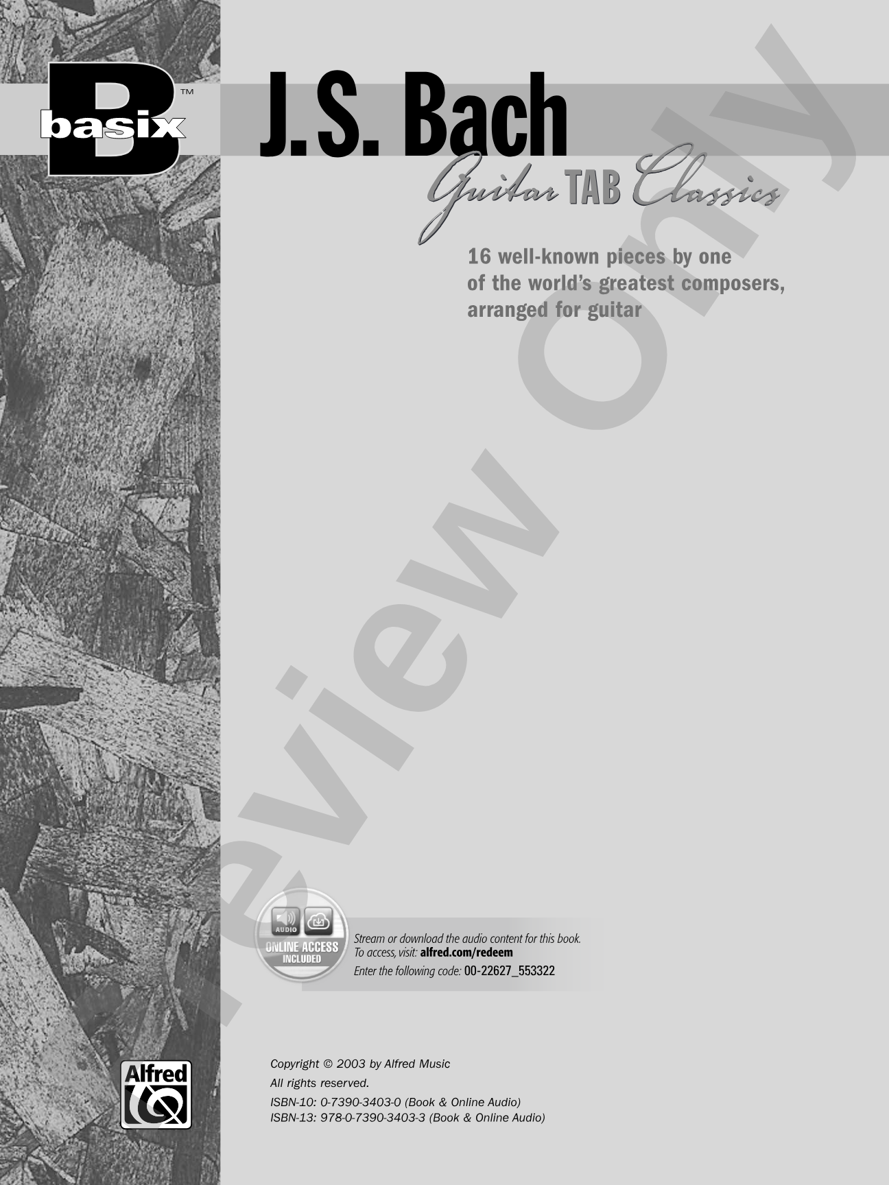 Basix® Guitar TAB Classics: J. S. Bach: Easy Guitar