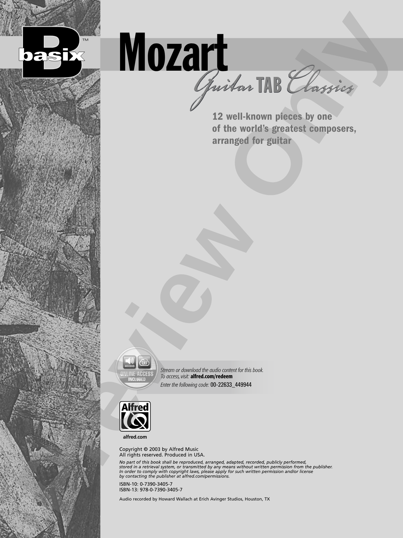 Basix® Guitar TAB Classics: Mozart: Guitar Tab