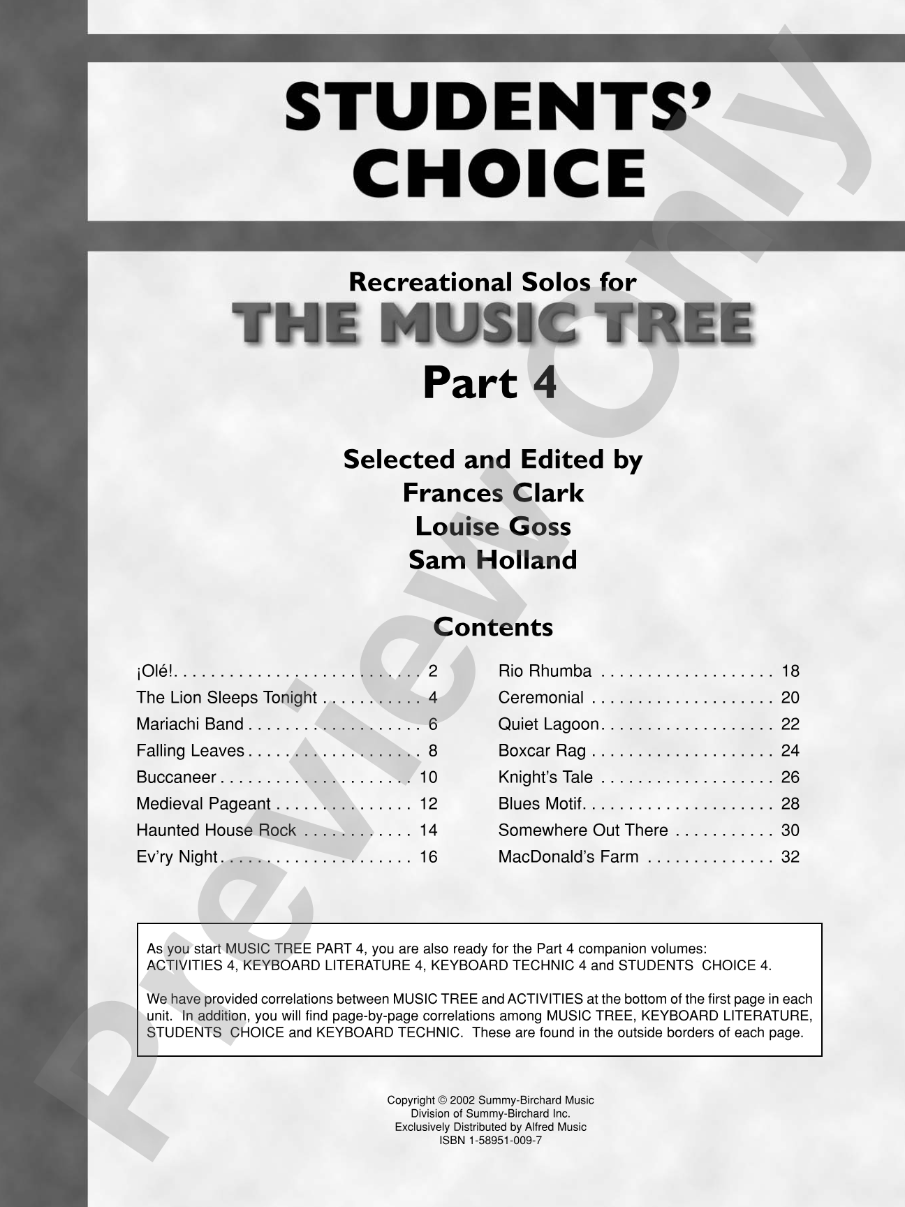 The Music Tree: Students' Choice, Part 4: Piano