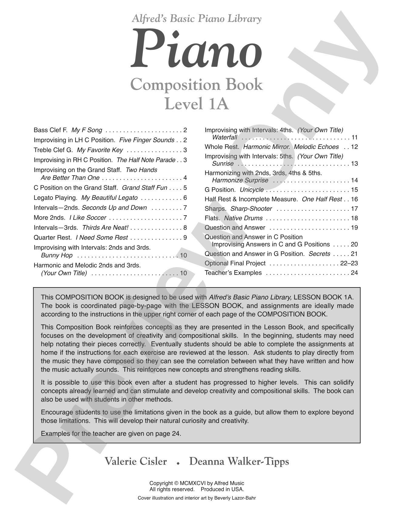 Alfred's Basic Piano Library: Composition Book 1A: Piano