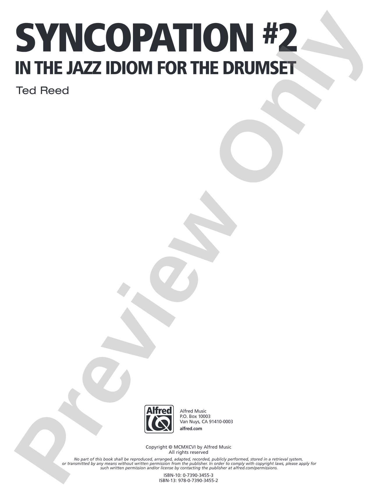 Syncopation No. 2: In the Jazz Idiom for the Drum Set