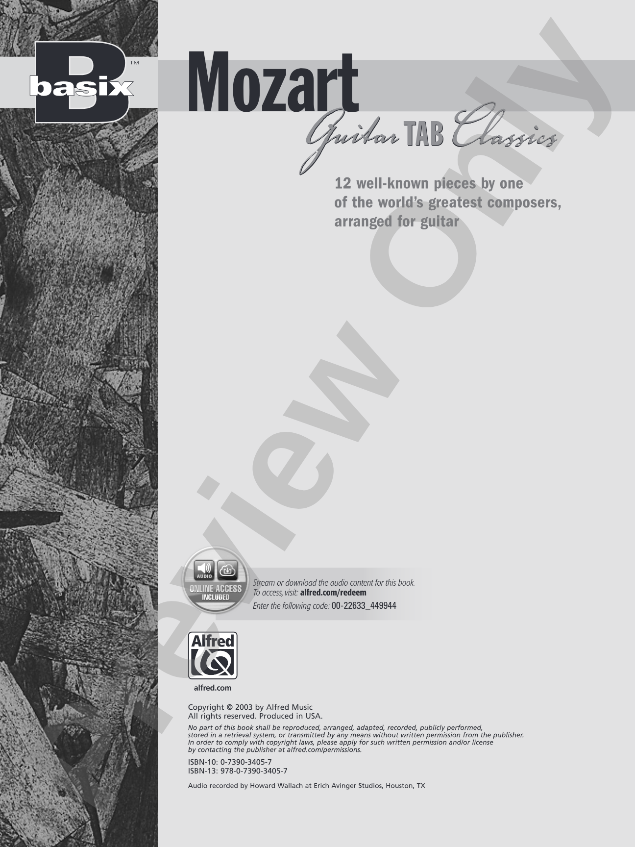 Basix® Guitar TAB Classics: Mozart: Guitar Tab