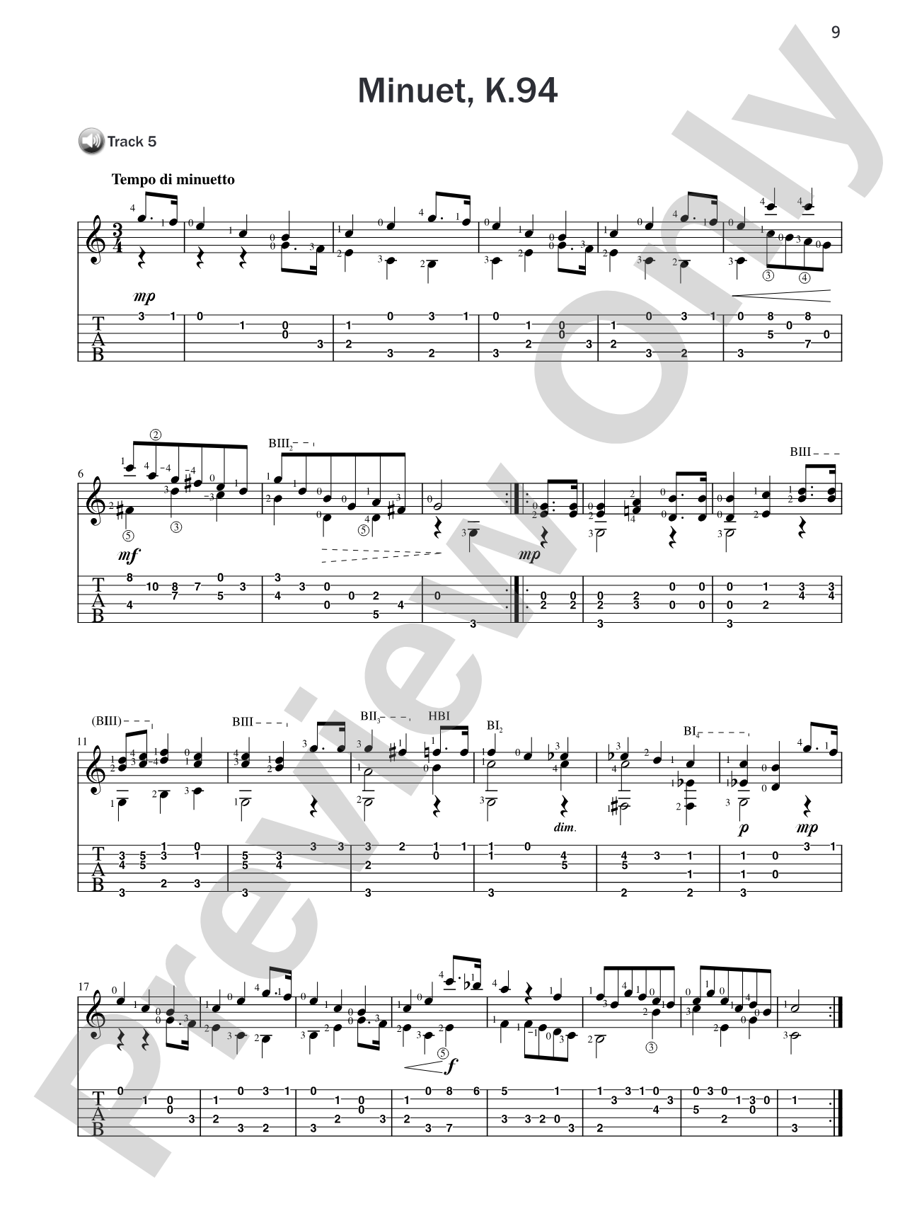 Basix® Guitar TAB Classics: Mozart: Guitar Tab
