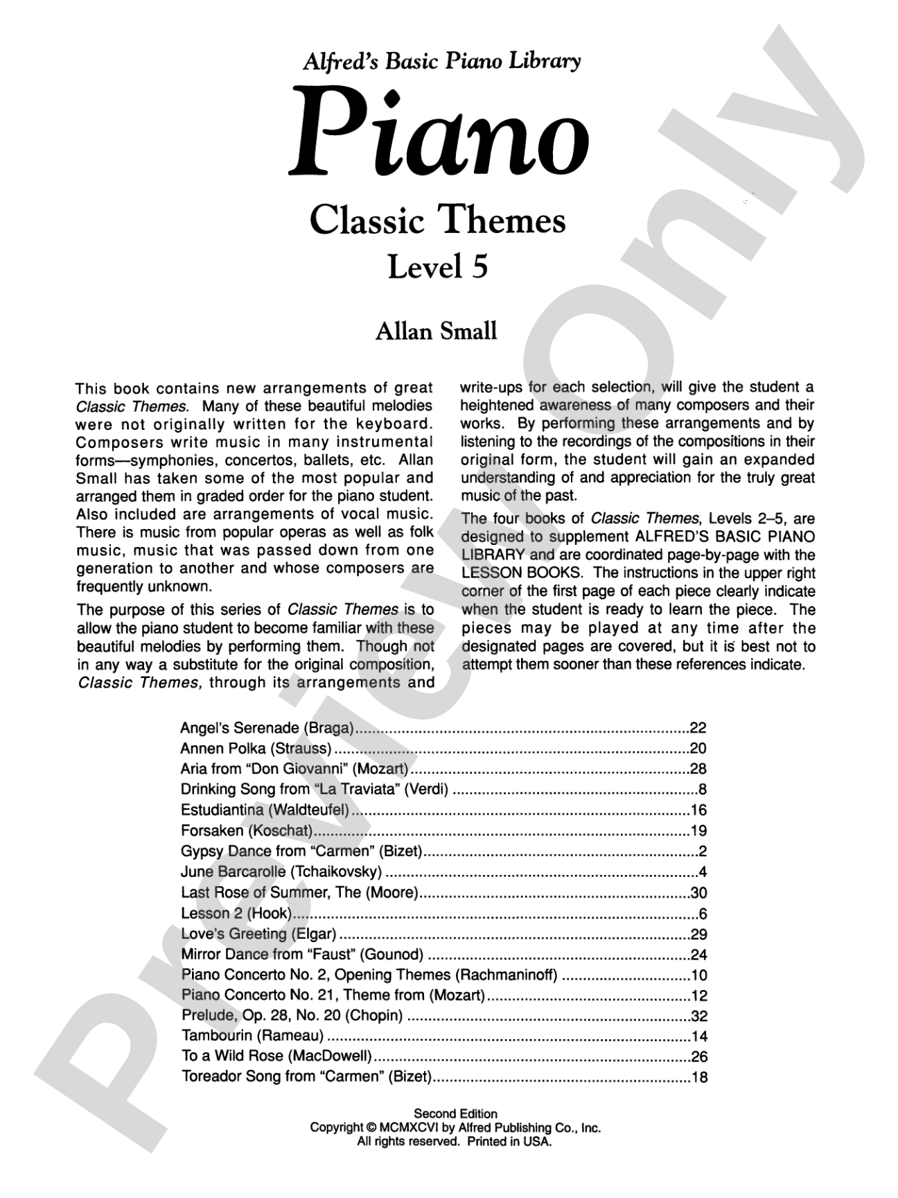 Alfred's Basic Piano Library: Classic Themes Book 5: Piano