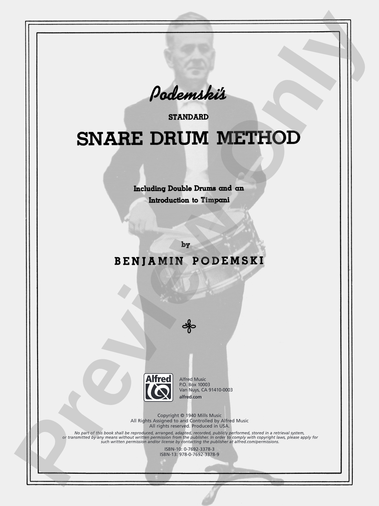 Podemski's Standard Snare Drum Method: Including Double Drums and Introduction to Timpani