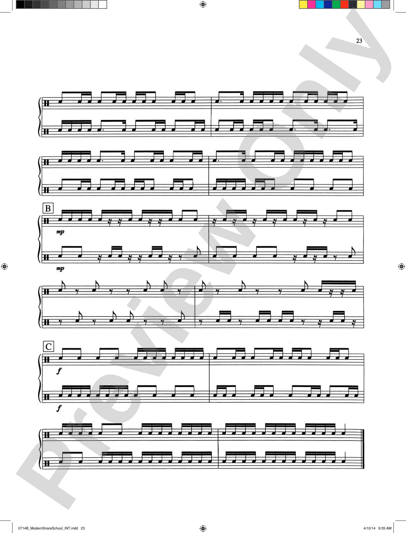 Modern School for Snare Drum: With a Guide Book for the Artist Percussionist---Covering All of the Instruments of the Percussion Family