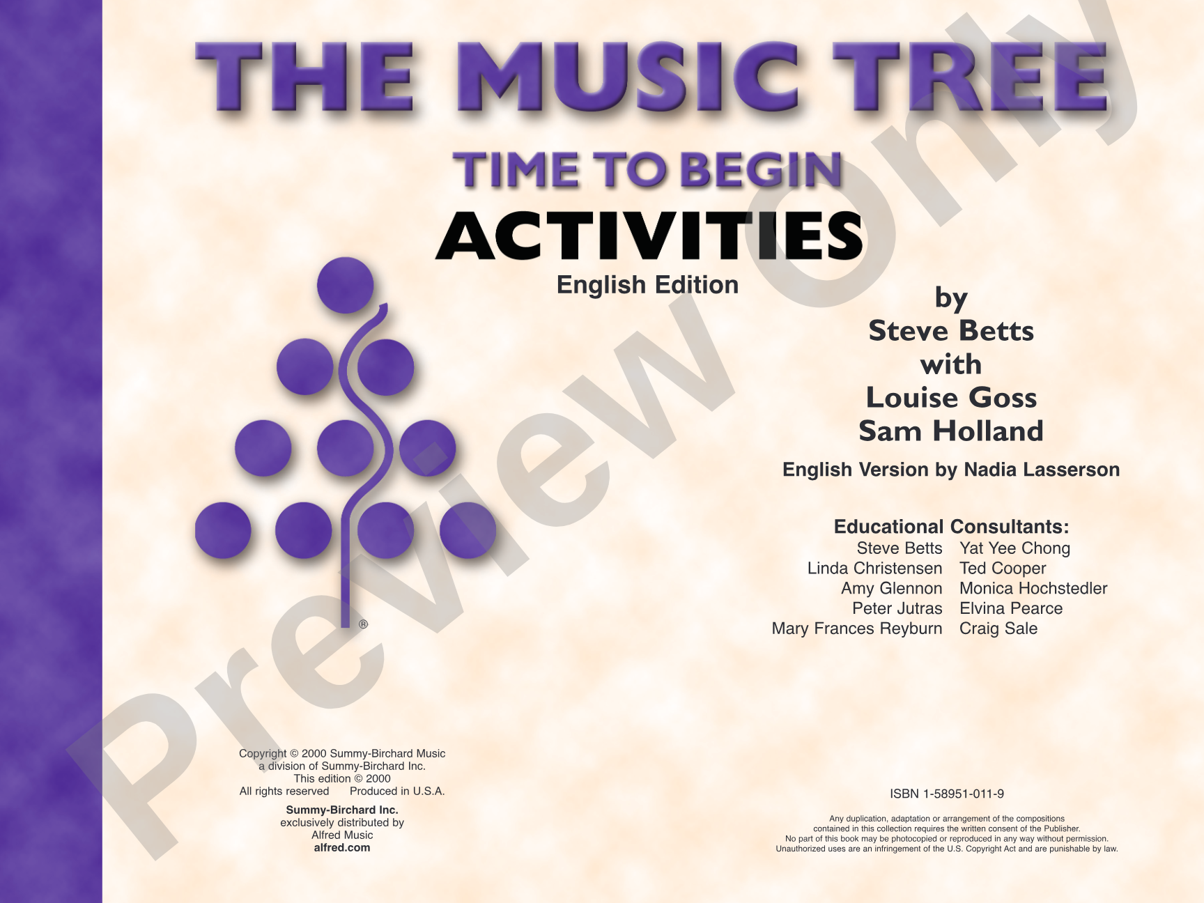 The Music Tree: English Edition Activities Book, Time to Begin: Piano