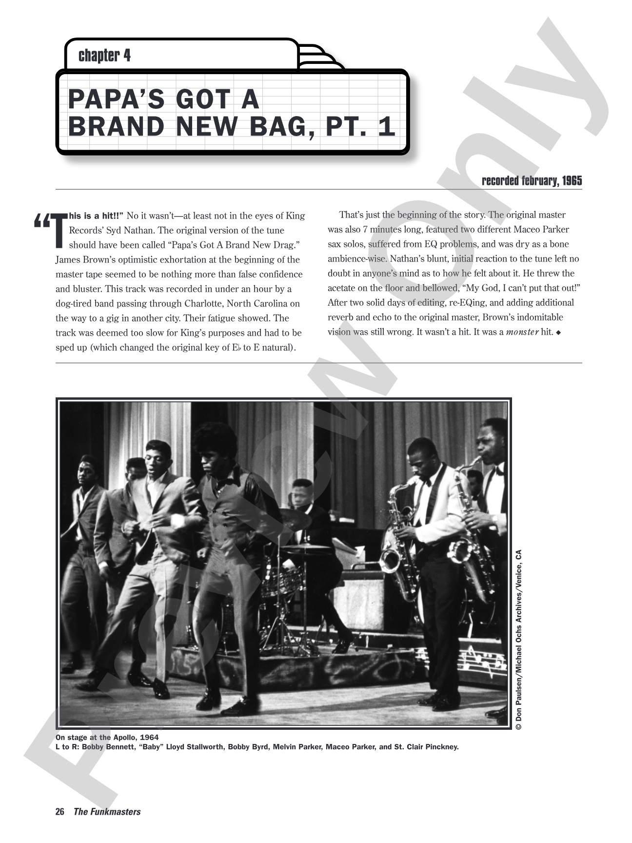 The Funkmasters: The Great James Brown Rhythm Sections 1960--1973: For Guitar, Bass, and Drums